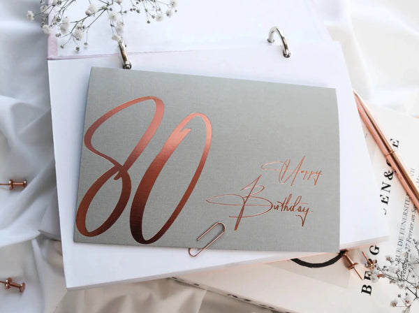 80 Geburtstagskarte GREY mit Kuvert und Wachssiegel