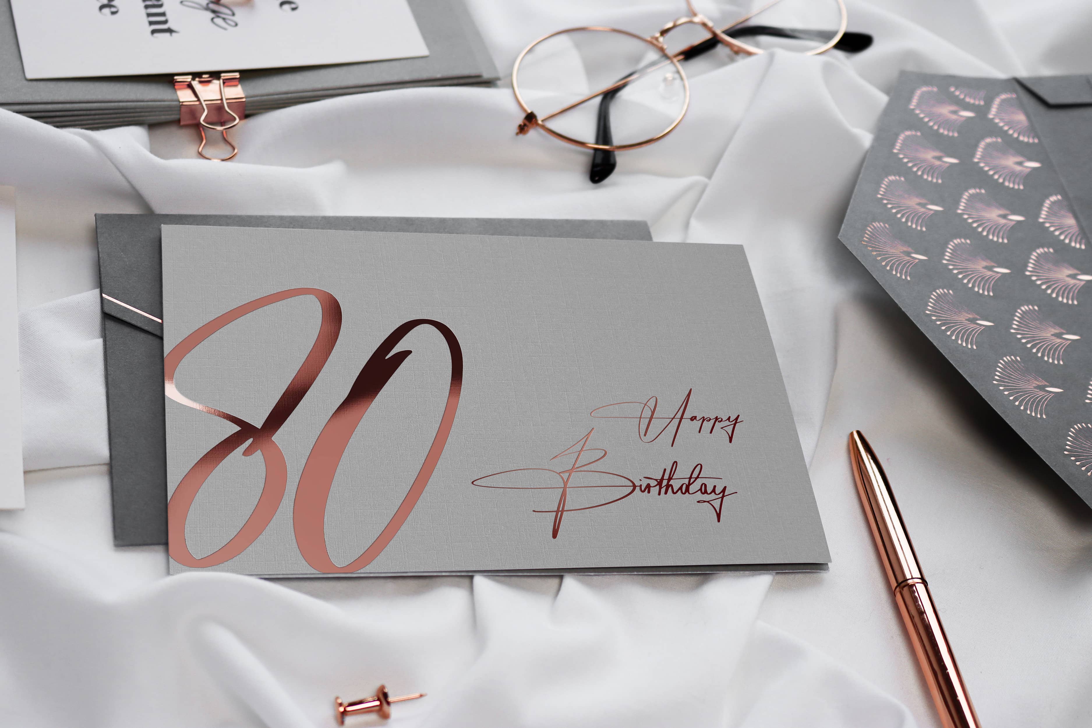 80 Geburtstagskarte 80 Happy Birthday Karte mit Kuvert und Wachssiegel JoliCoon