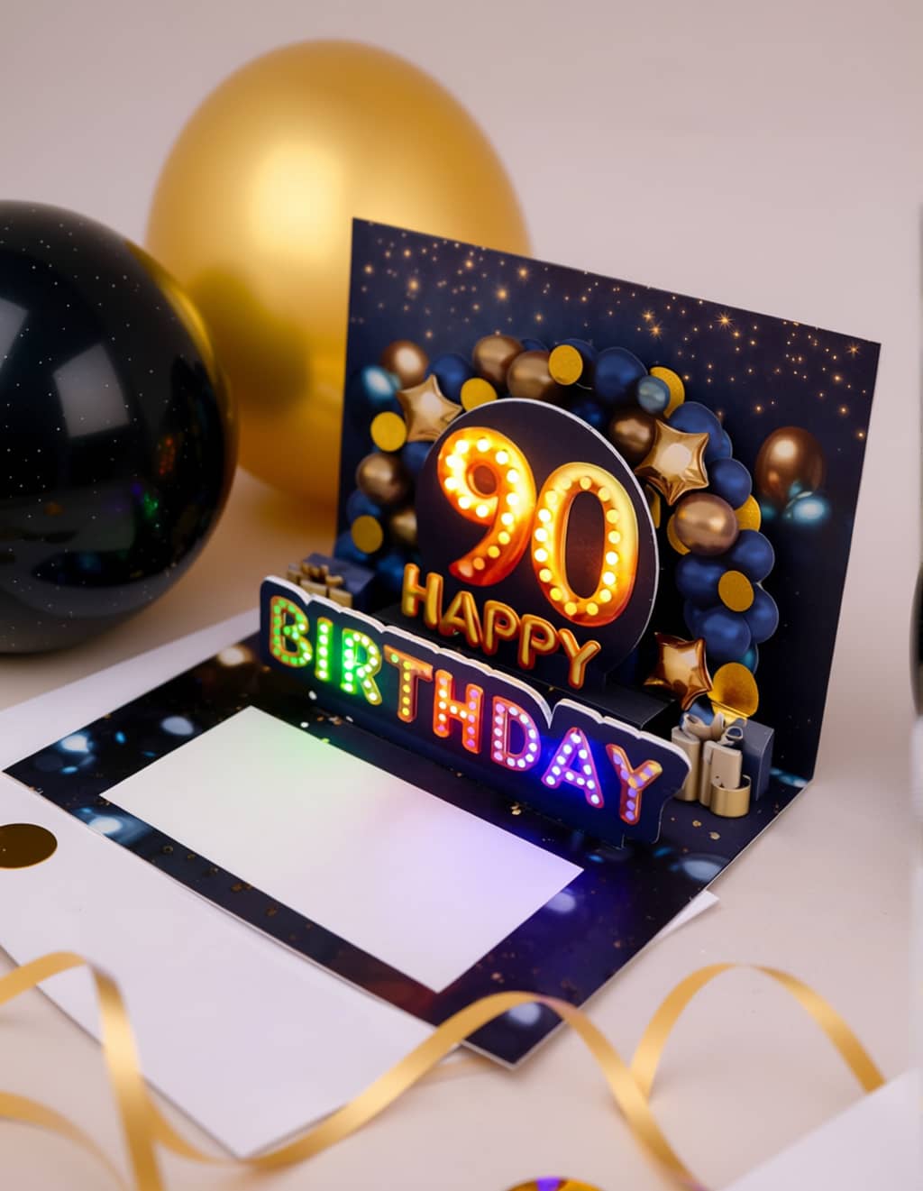 Pop up Geburtstagskarte 90 Mann 3D Karte mit Musik und Licht Geschenk JoliCoon