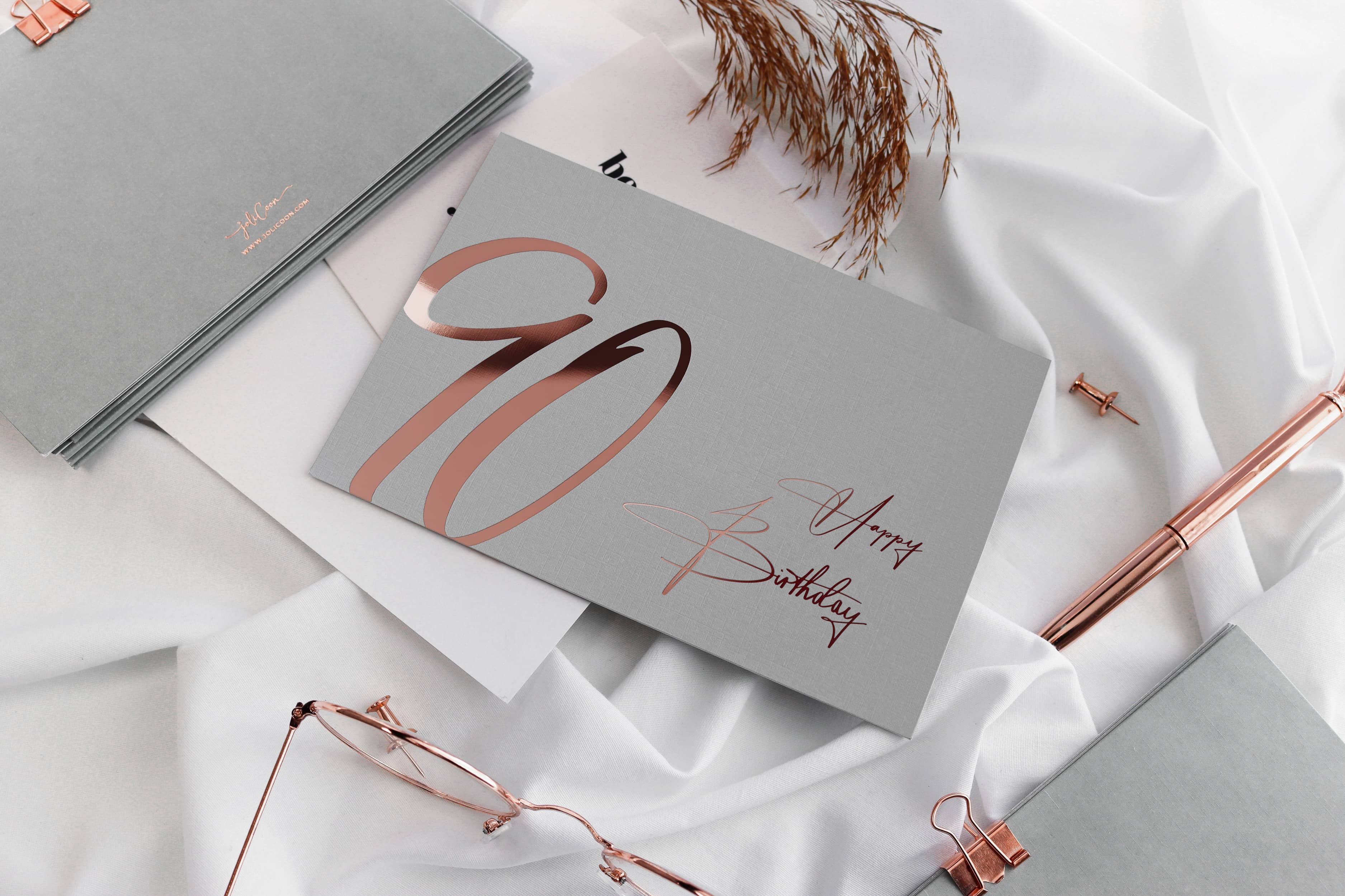 90 Geburtstagskarte 90 Happy Birthday Karte mit Kuvert und Wachssiegel JoliCoon