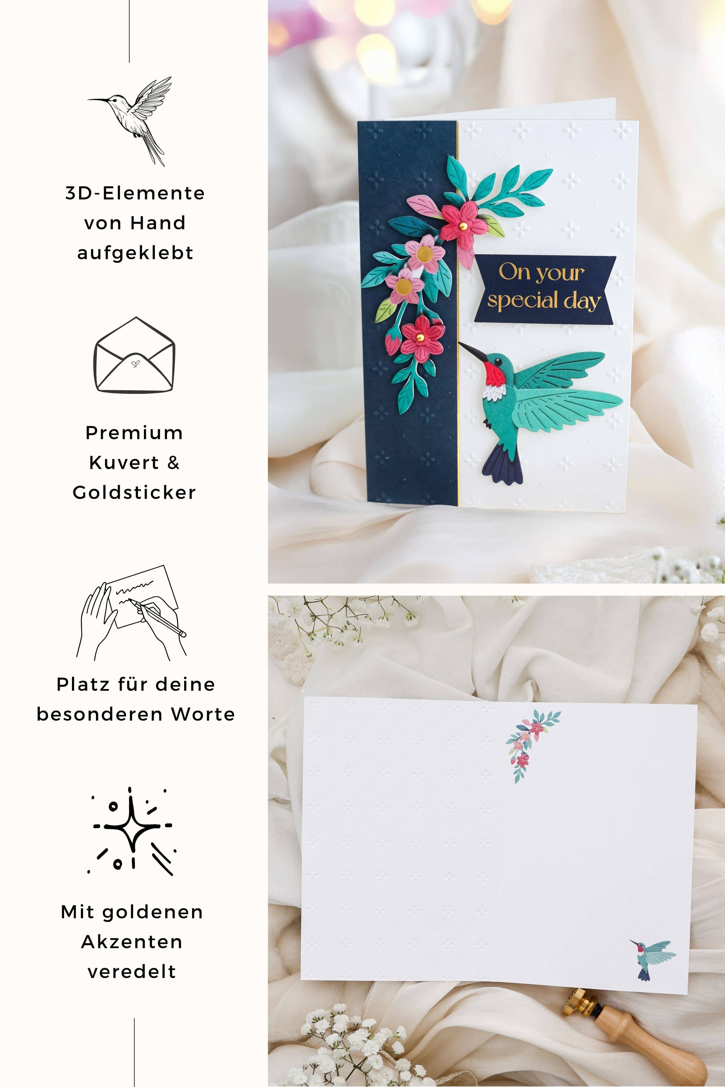 3D Geburtstagskarte SIGNATURE Kolibri