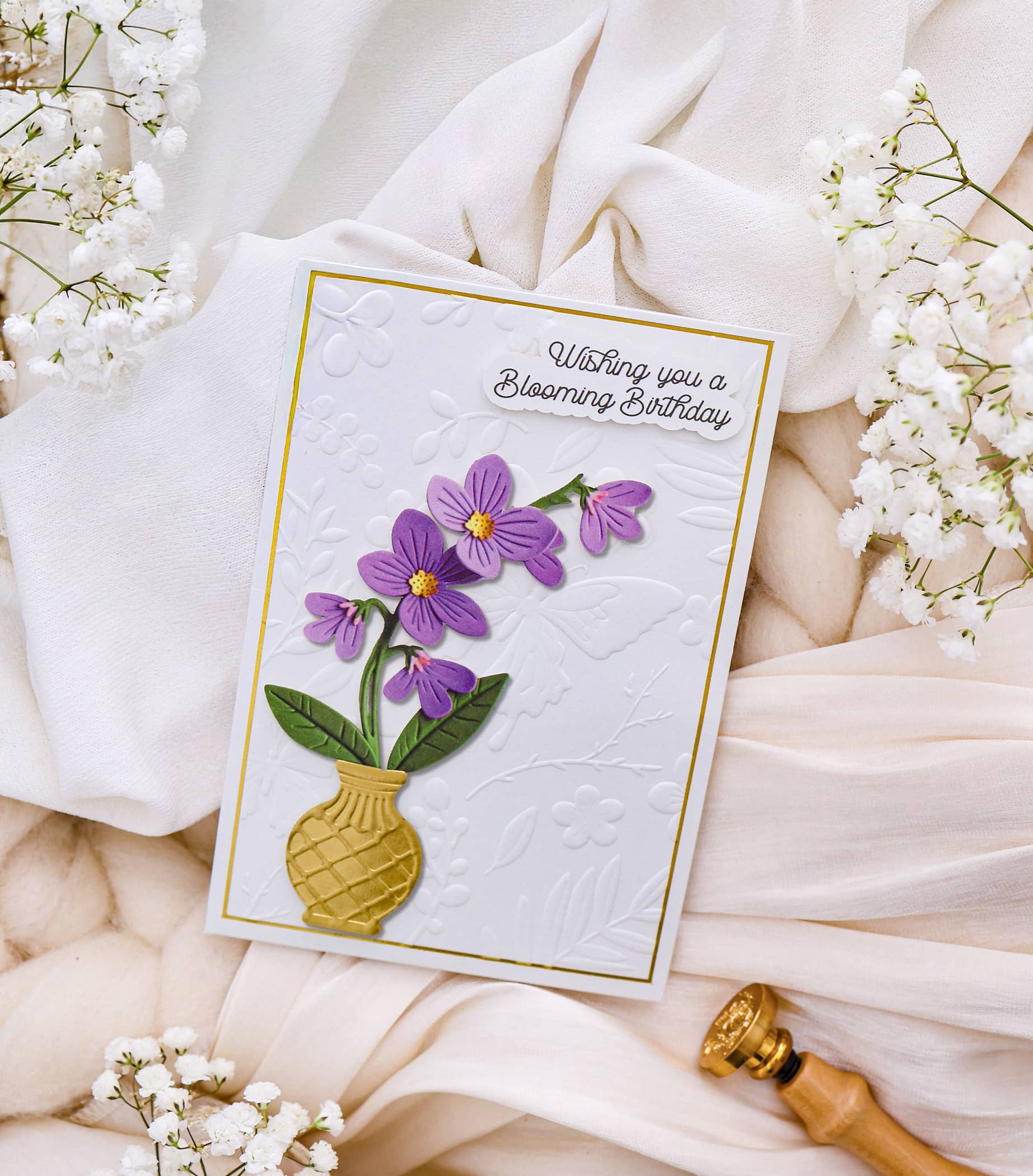 Karte Geburtstag Signature Orchidee mit Kuvert und Siegel JoliCoon   