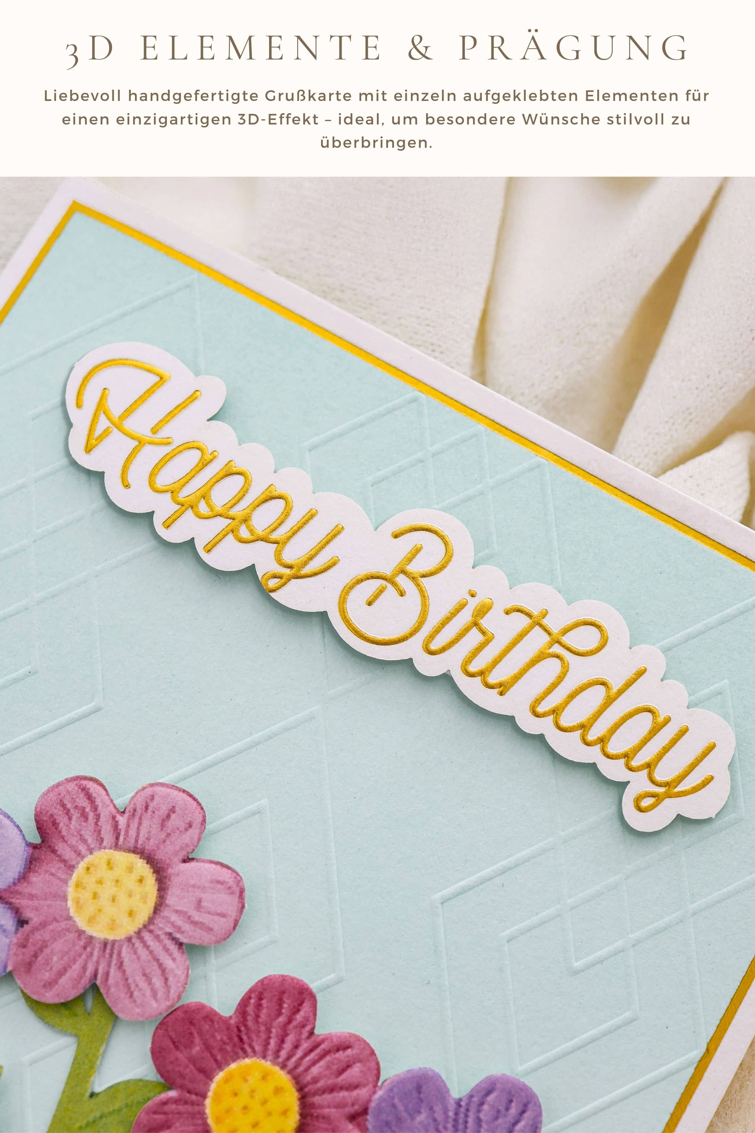 3D Geburtstagskarte SIGNATURE Blumenzaun
