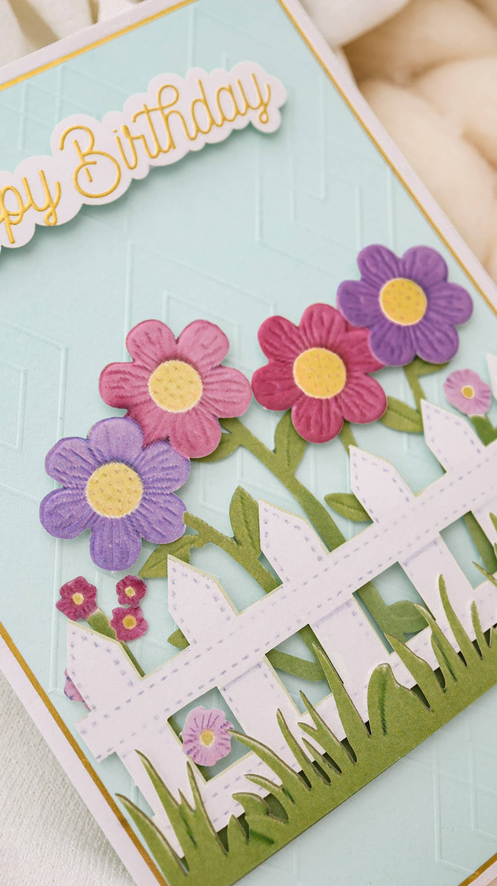 3D Geburtstagskarte SIGNATURE Blumenzaun