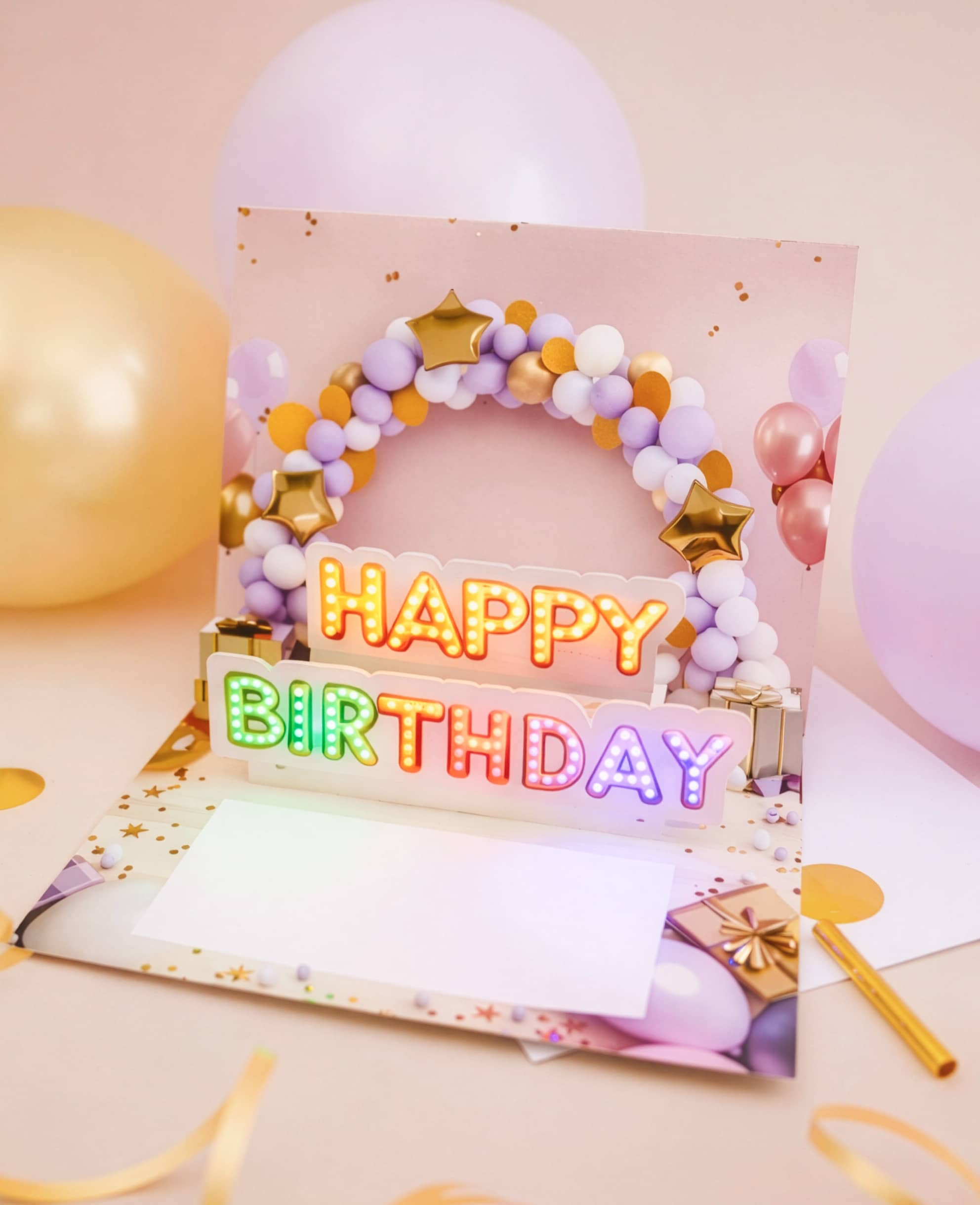 Geburtstagskarte Pop Up 3D Geschenk mit Musik und Licht JoliCoon