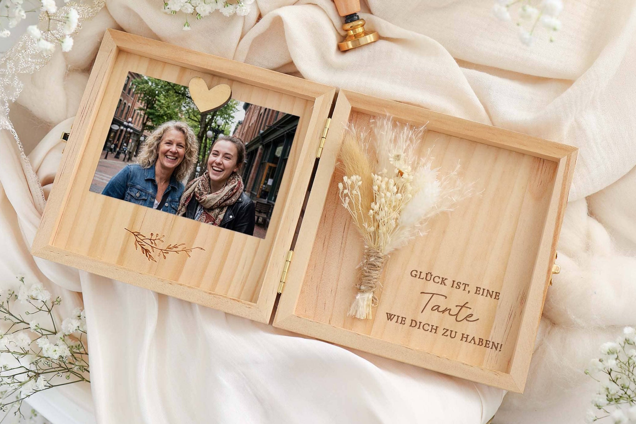 Tante Geschenk Holzbox mit Magnet für Foto JoliCoon