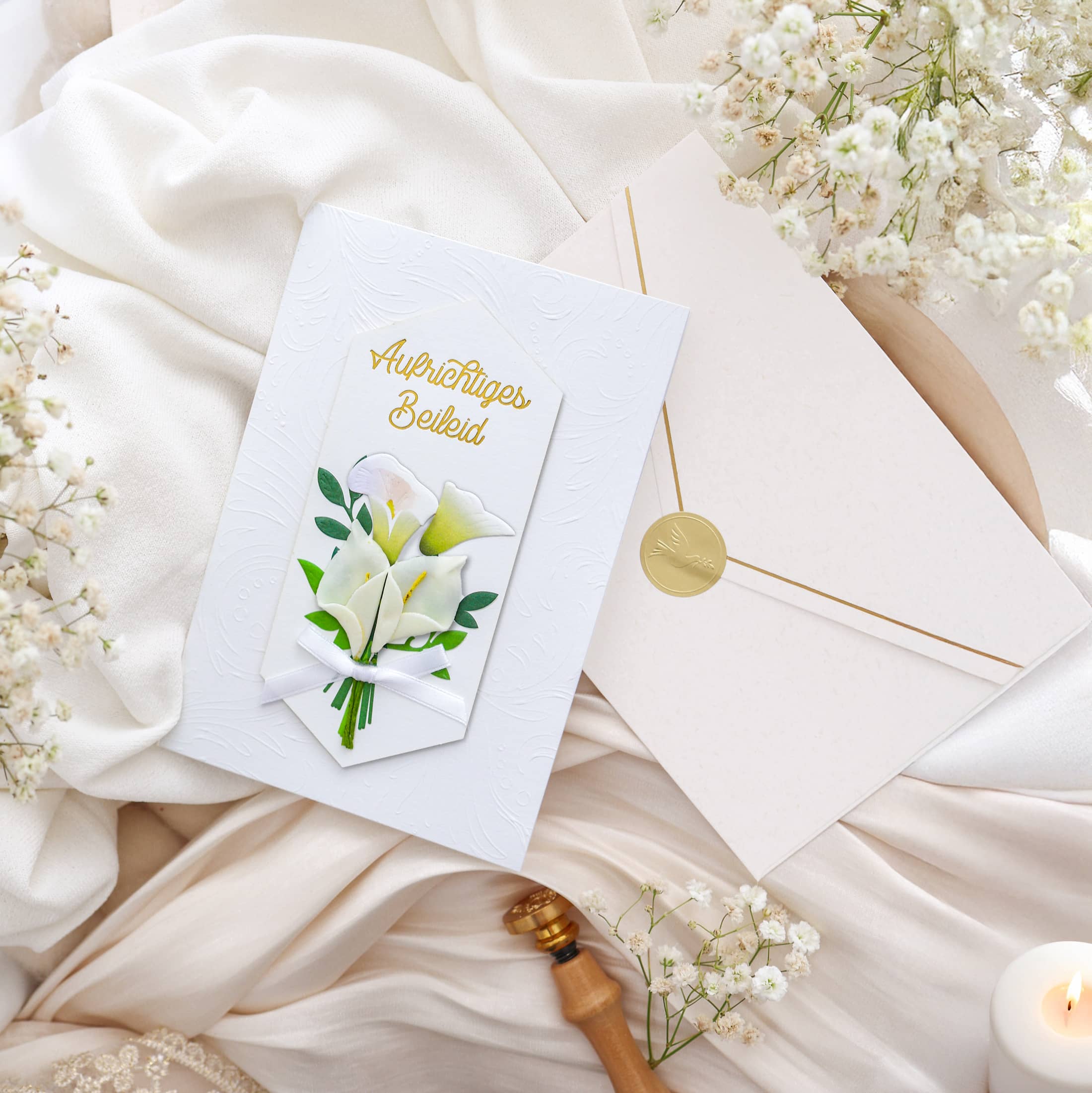 3D Trauerkarte SIGNATURE Beileid Lilie