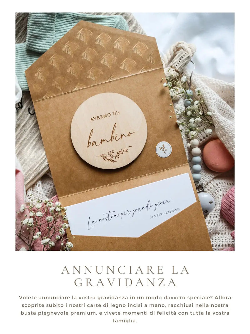 Annunciare la gravidanza - Biglietti in legno