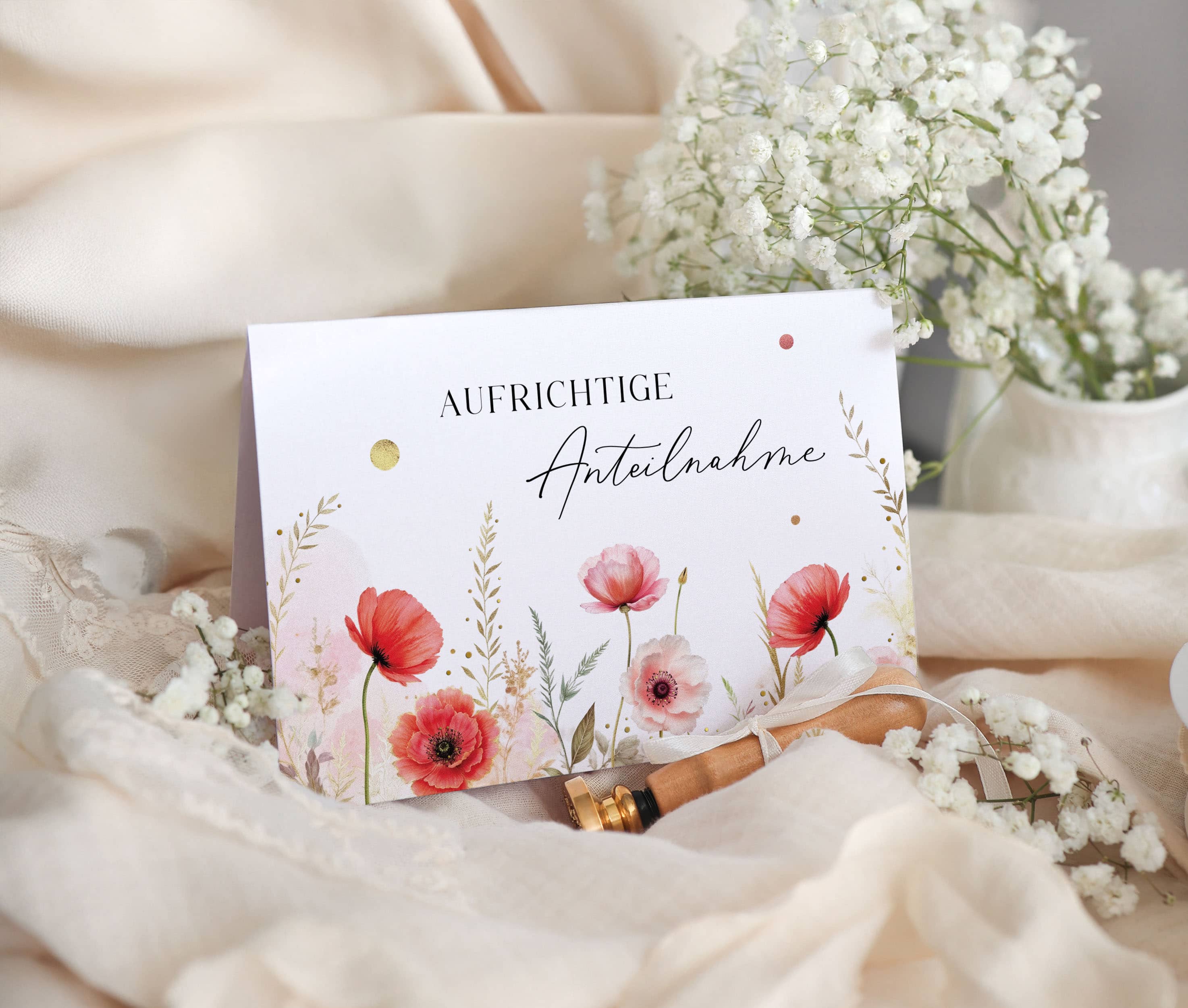 Trauerkarte Beileid Elegant mit Kuvert und Siegel JoliCoon  