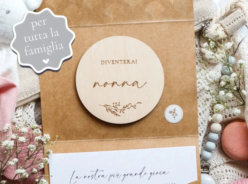 Annunciare la gravidanza - Biglietti in legno