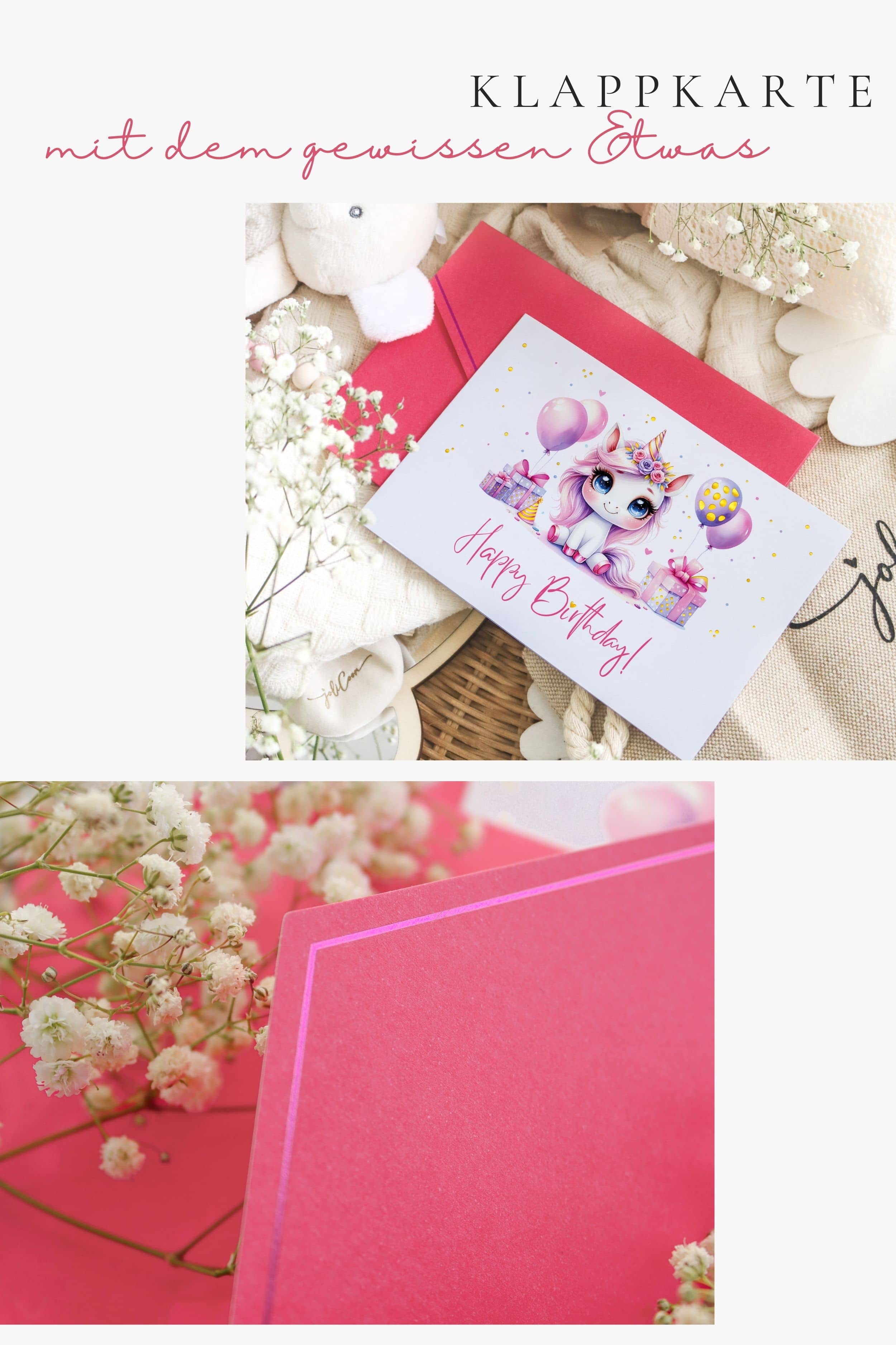 Geburtstagskarte Kinder Mädchen PAINTY Pink