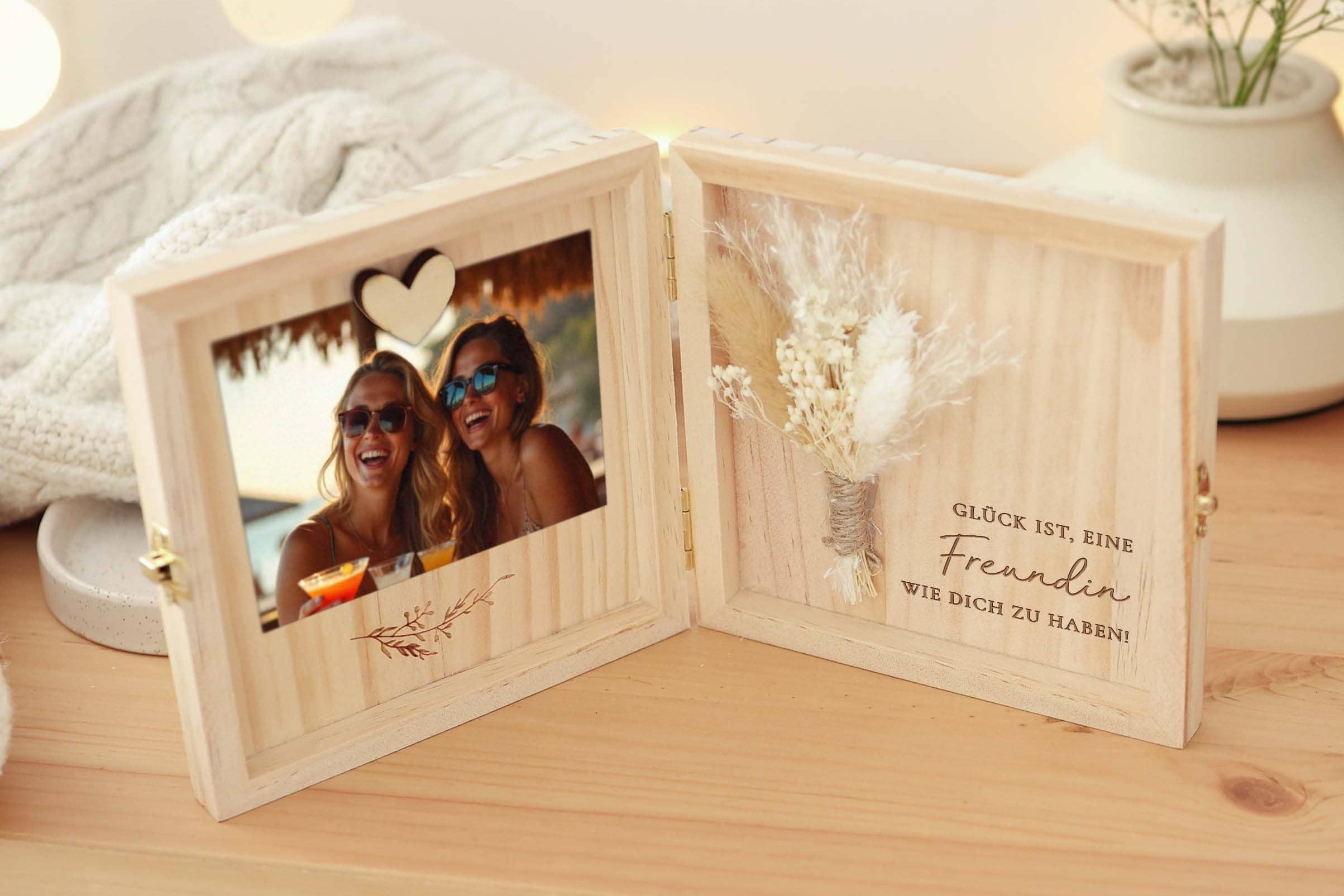Freundin Geschenk Holzbox GLück ist, eine Freundin wie dich zu haben Holzbox JoliCoon