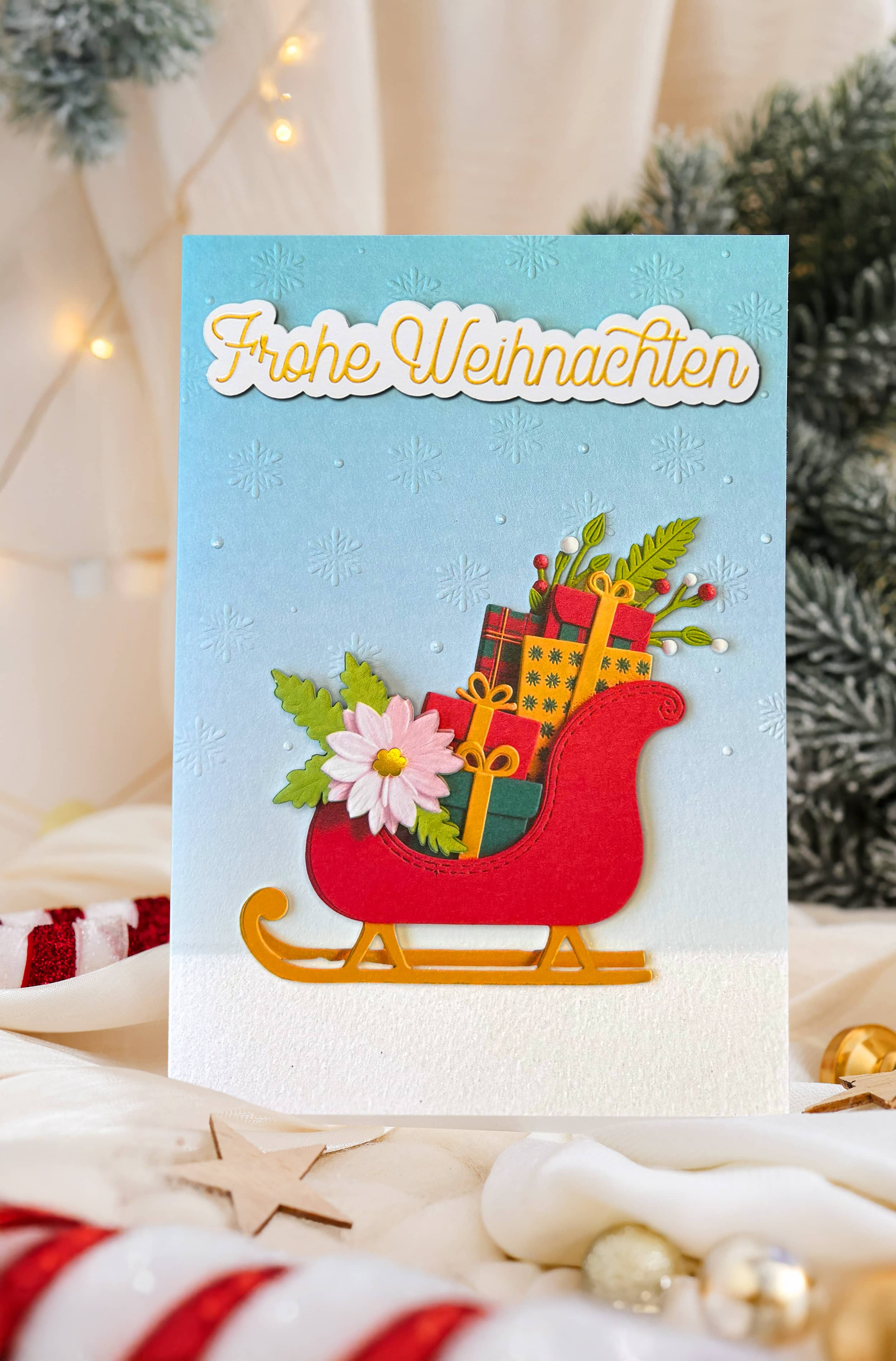 3D Weihnachtskarte SIGNATURE Schlitten