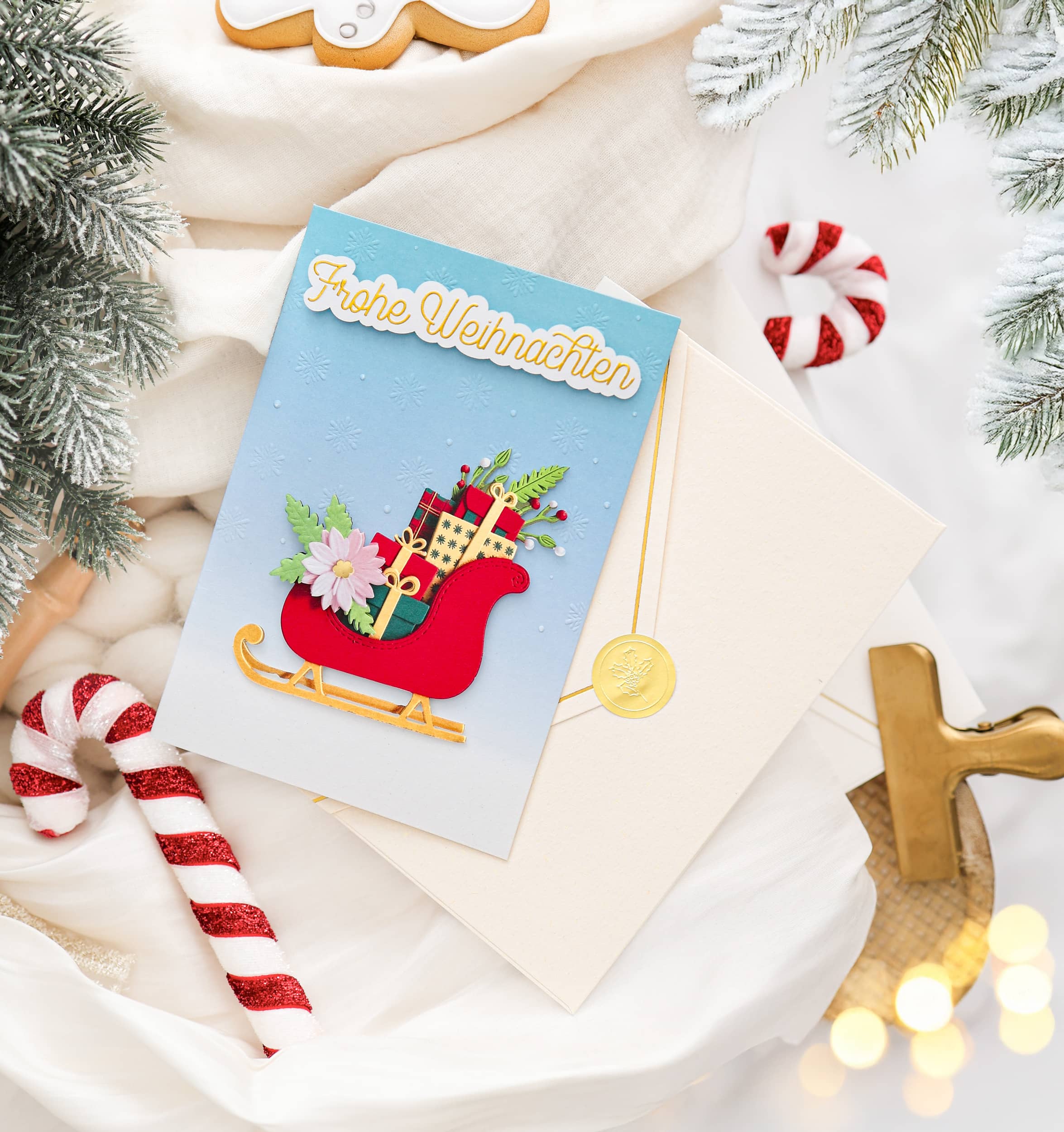 3D Weihnachtskarte SIGNATURE Schlitten