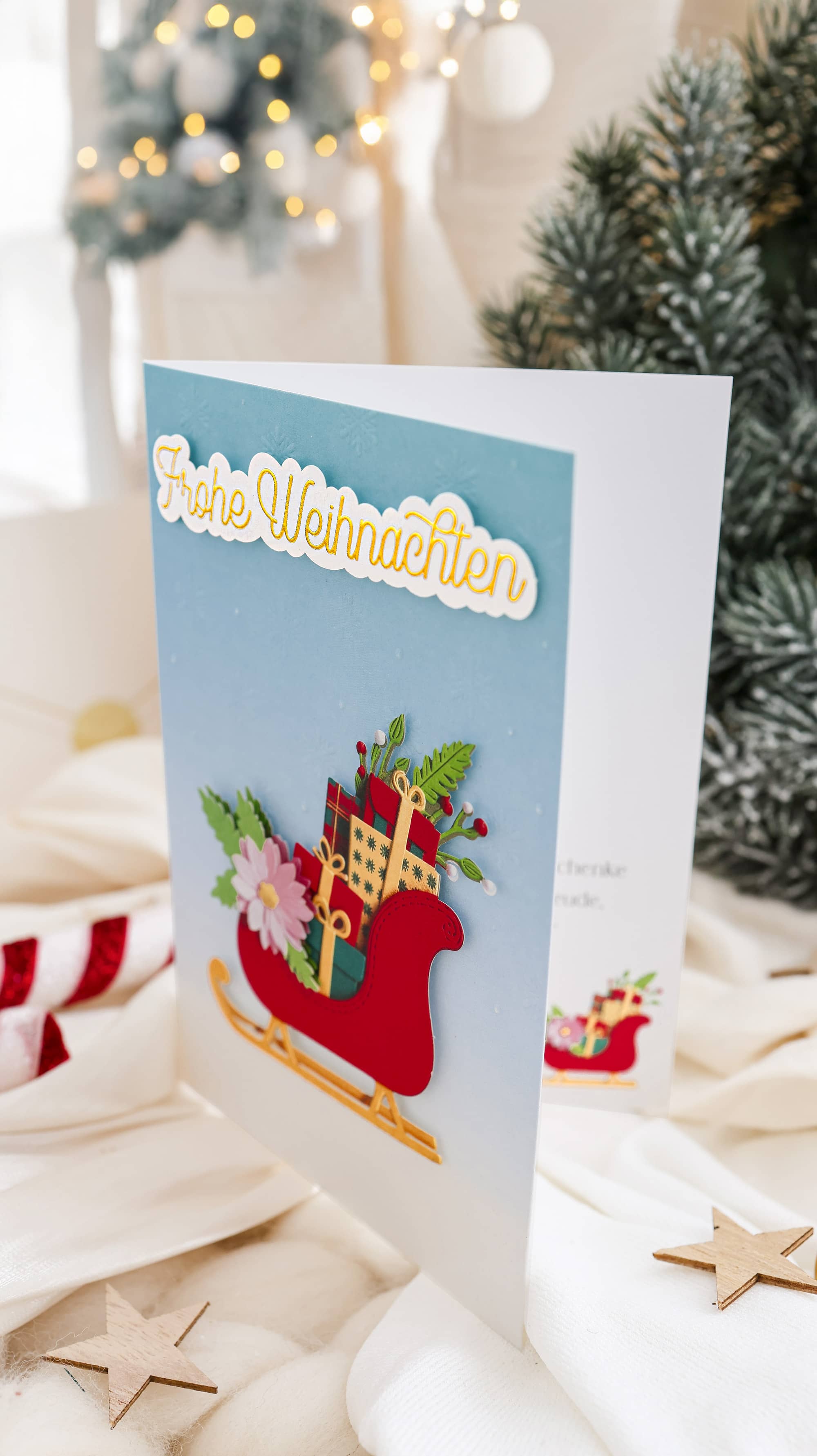 3D Weihnachtskarte SIGNATURE Schlitten