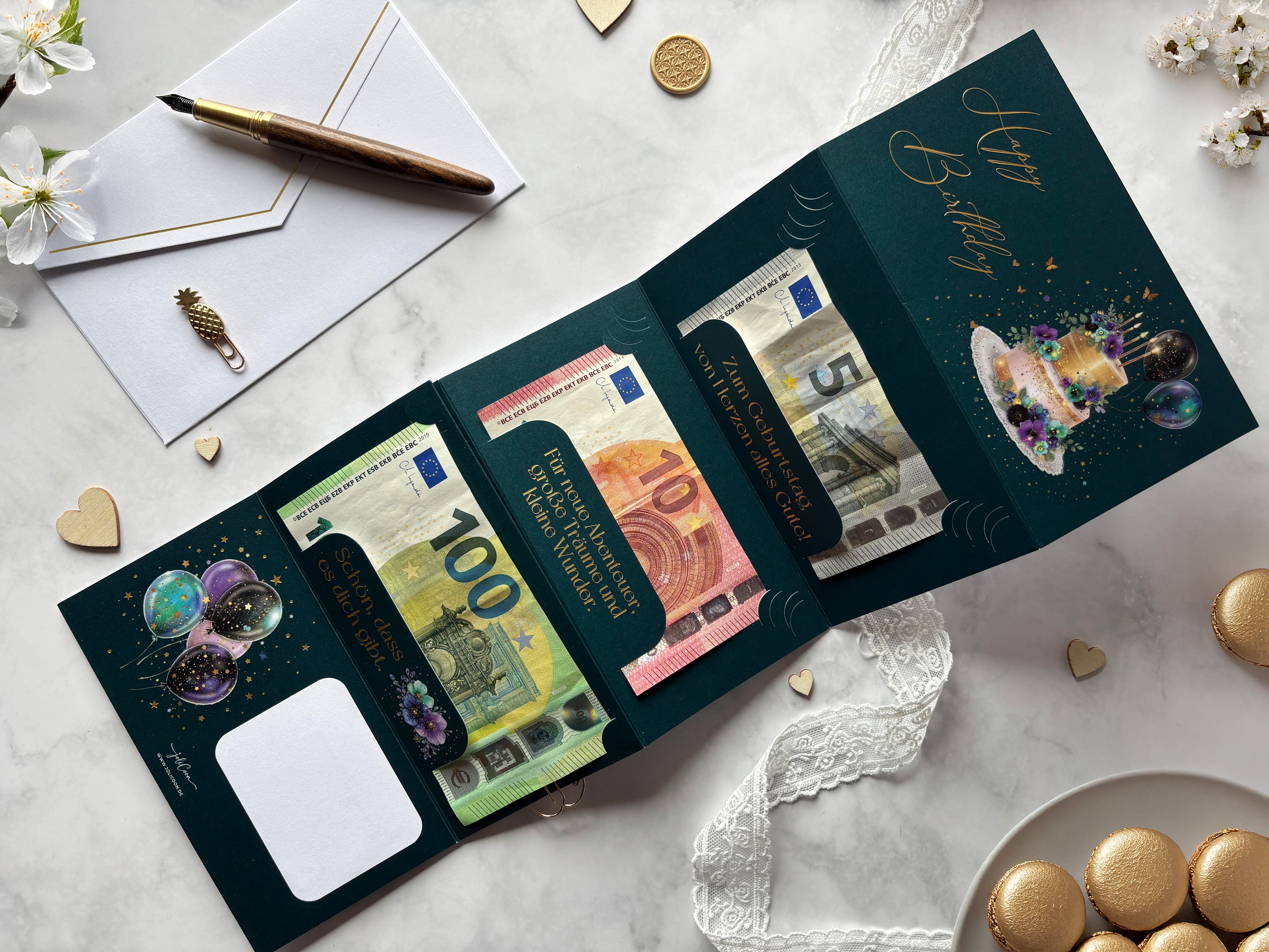 Geburtstagskarte Geldgeschenk - Petrol