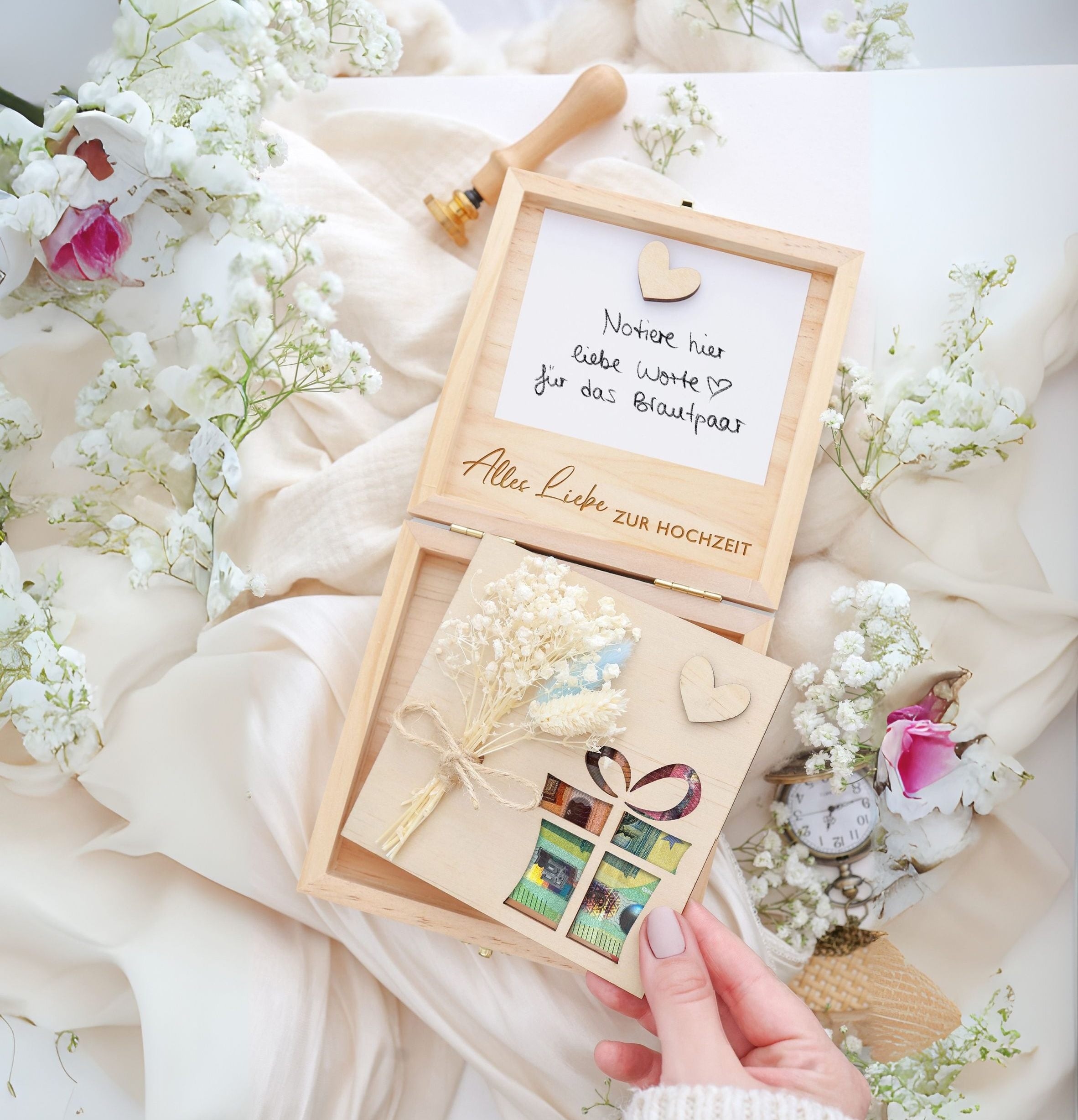 Geldgeschenk Box aus Holz mit Karte und Magnet JoliCoon