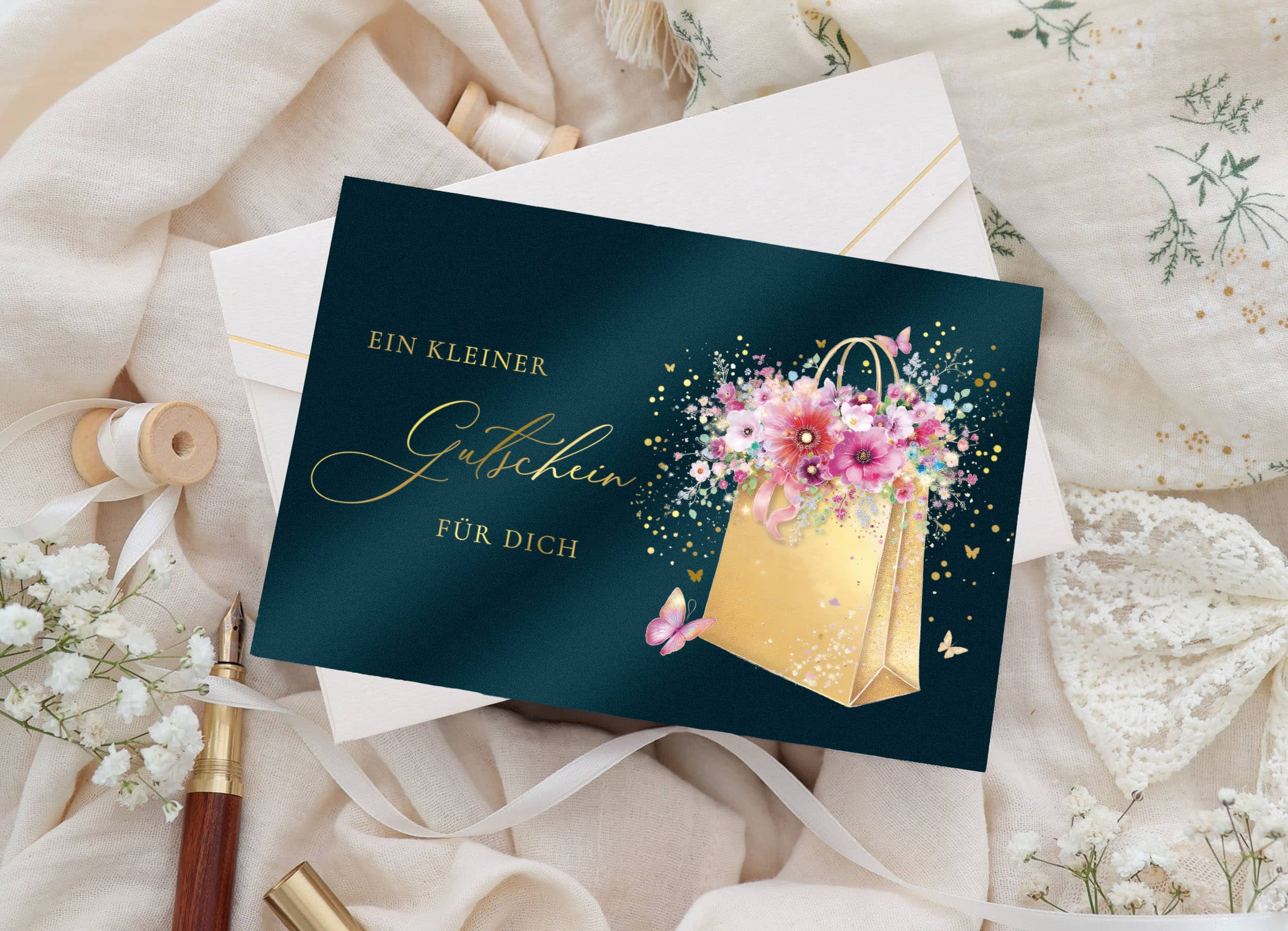 Gutscheinkarte Stardust mit Kuvert und Siegel JoliCoon 