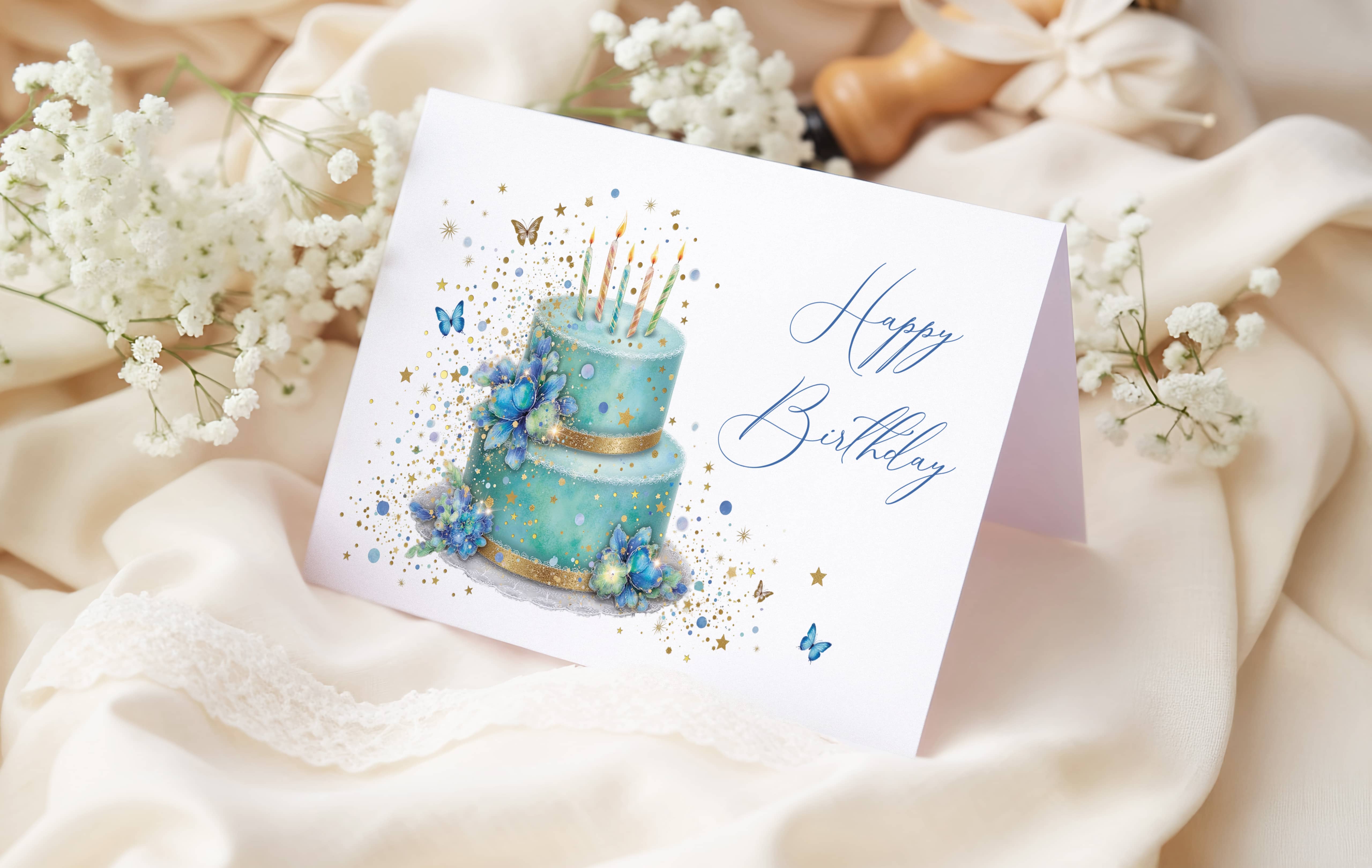 Geburtstagskarte STARDUST Blue Cake