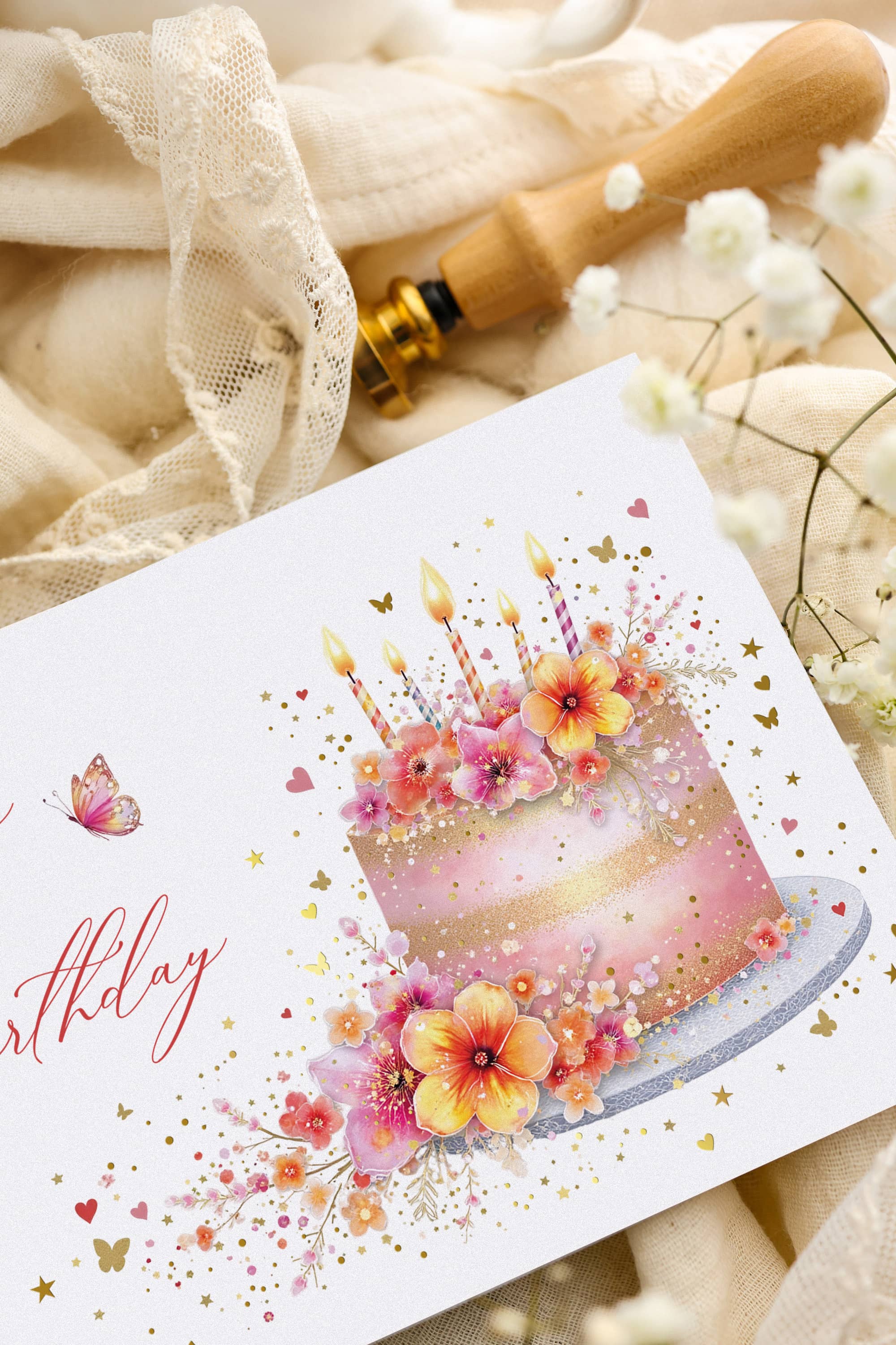 Geburtstagskarte STARDUST Pink Cake