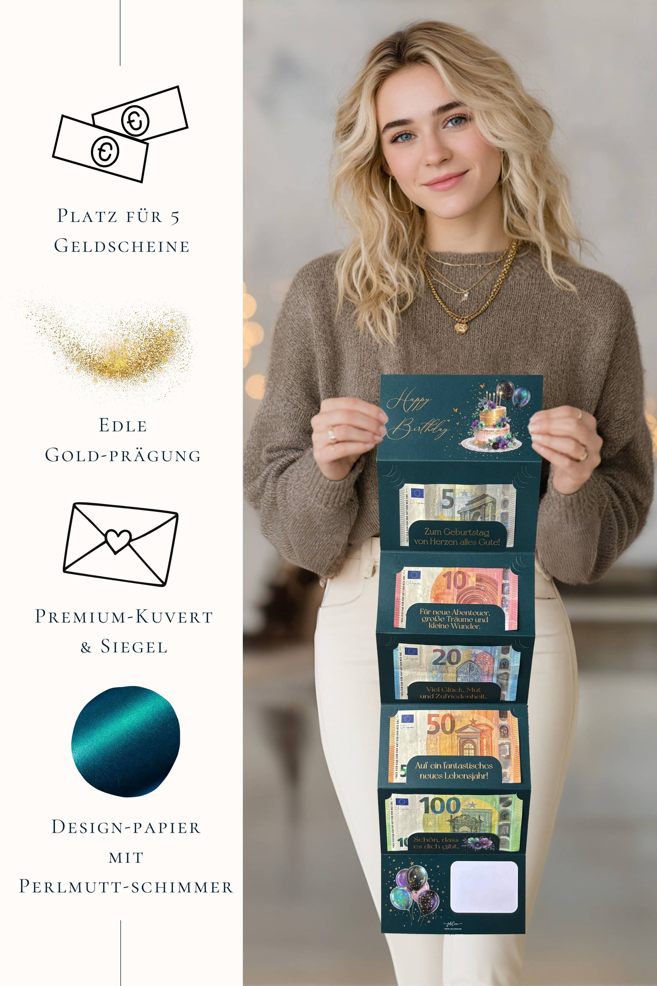 Geburtstagskarte Geldgeschenk - Petrol