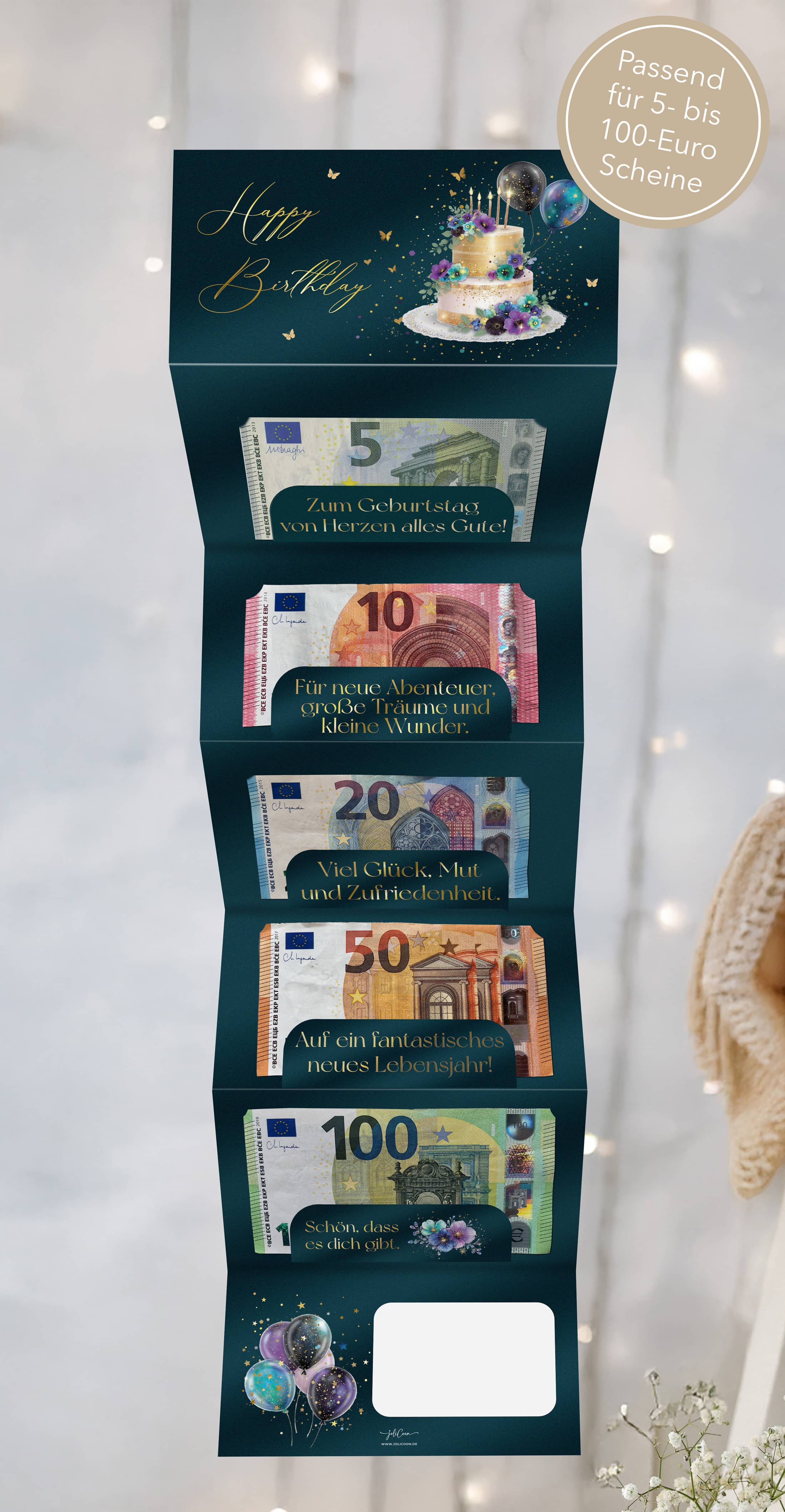 Geburtstagskarte Geldgeschenk - Petrol