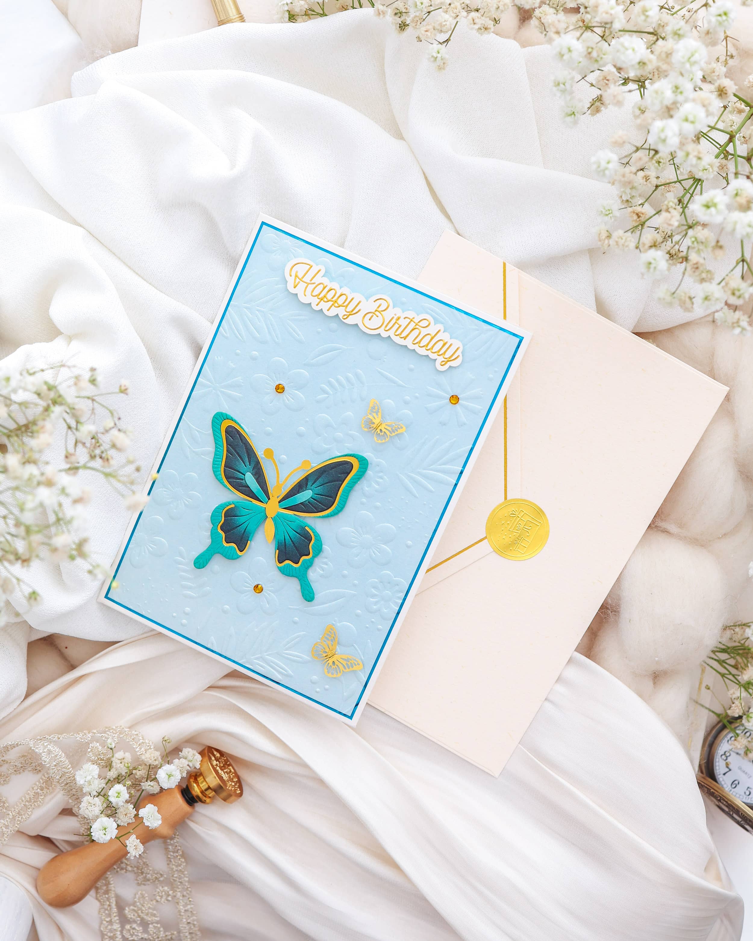 3D Geburtstagskarte SIGNATURE Blue Butterfly