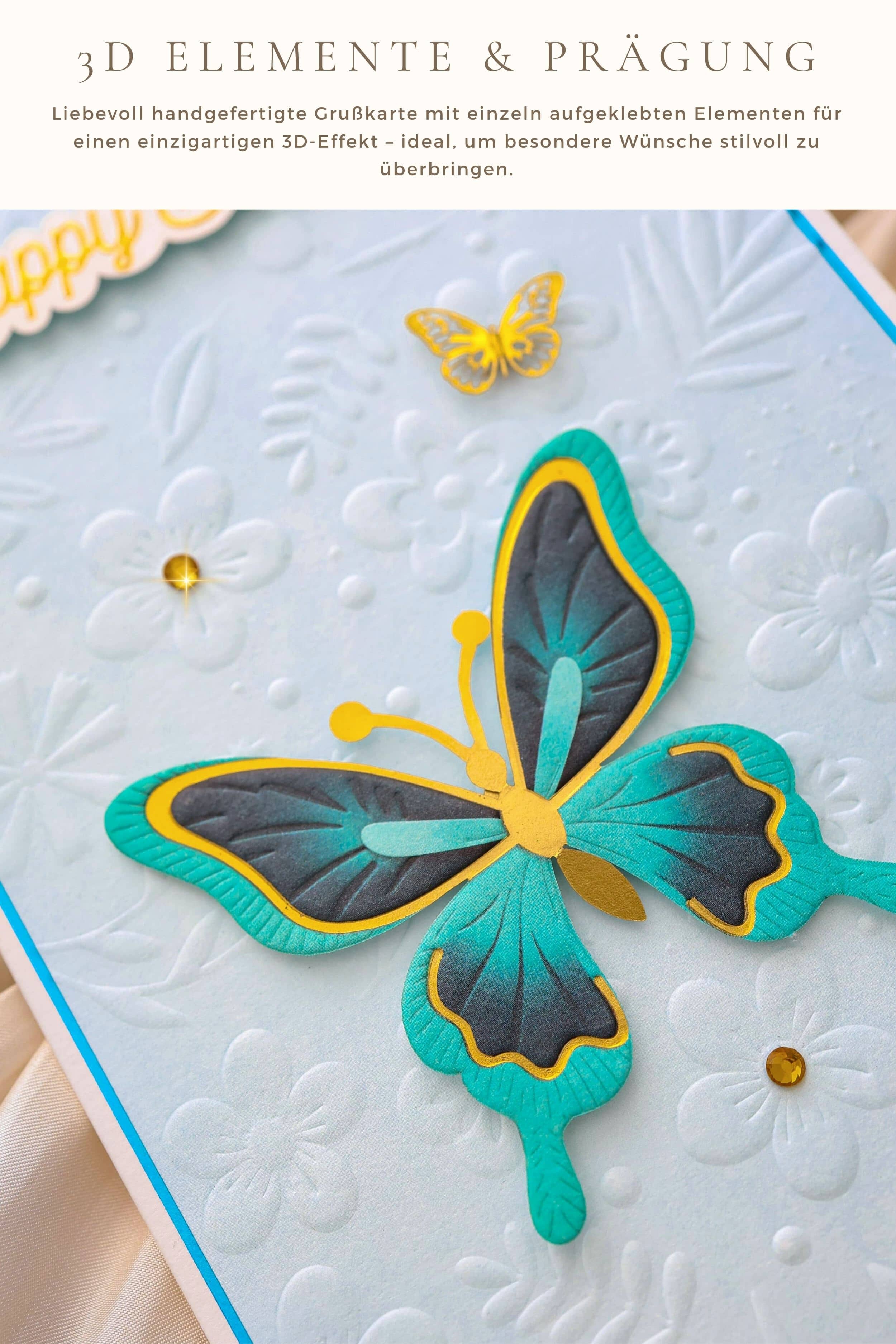 3D Geburtstagskarte SIGNATURE Blue Butterfly