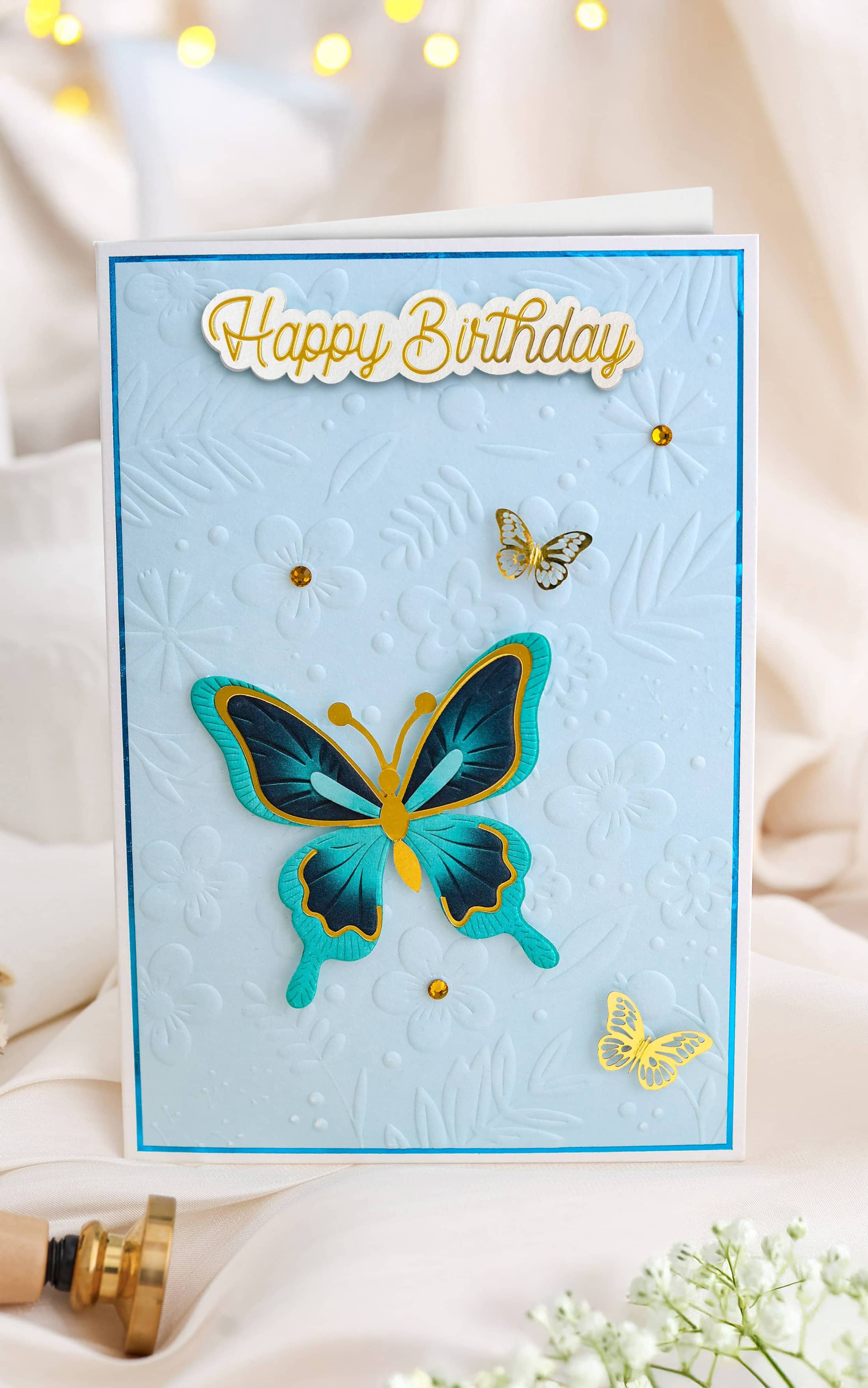 3D Geburtstagskarte SIGNATURE Blue Butterfly
