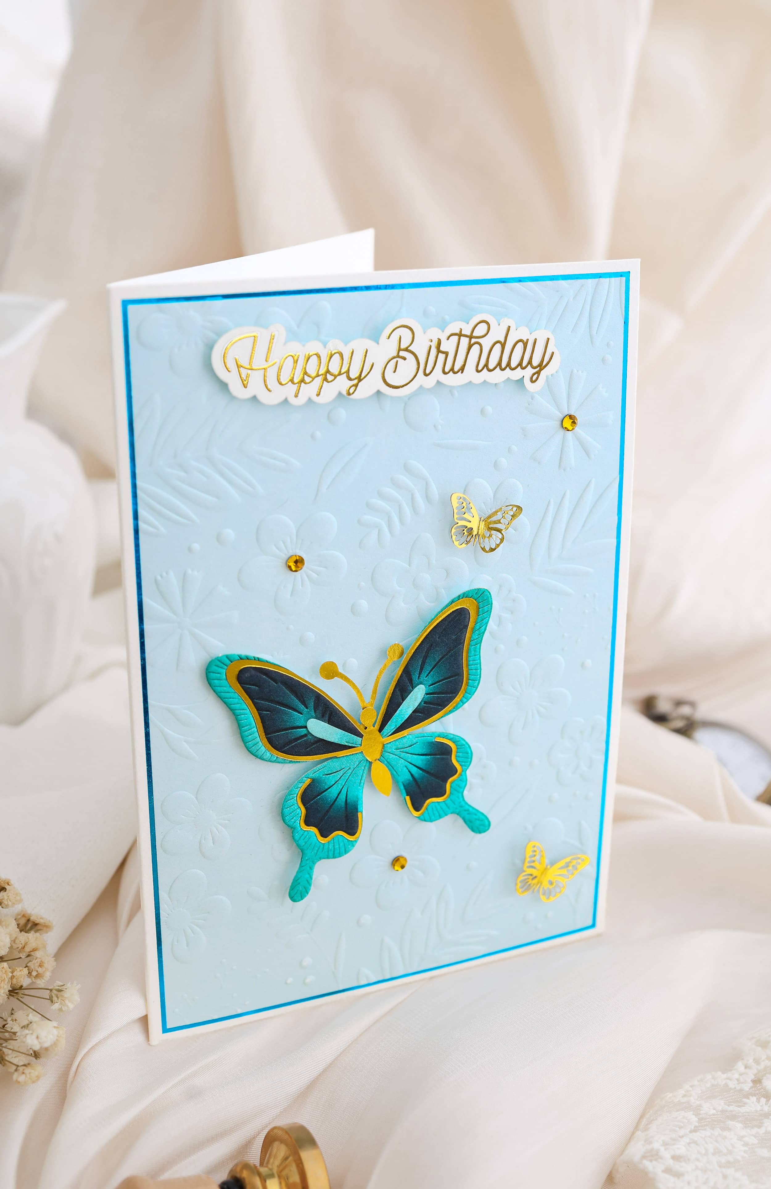 3D Geburtstagskarte SIGNATURE Blue Butterfly
