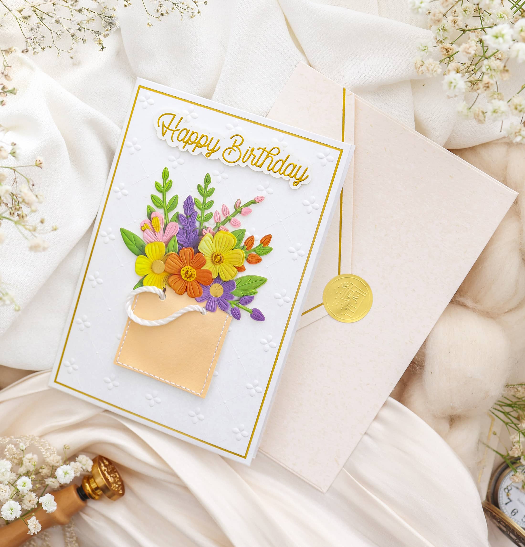 3D Geburtstagskarte SIGNATURE Happy Birthday Flowers