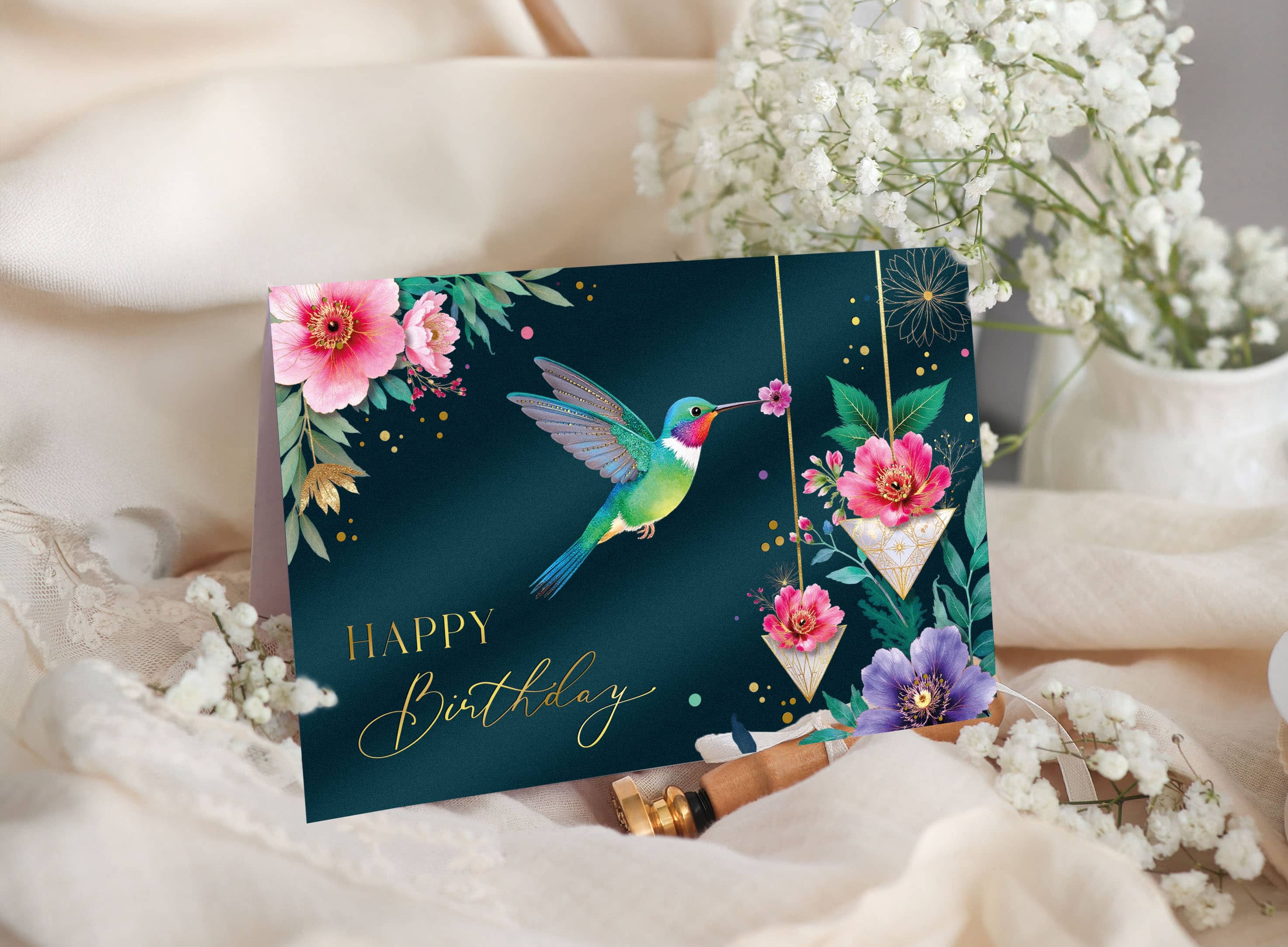 Geburtstagskarte ELEGANT Kolibri