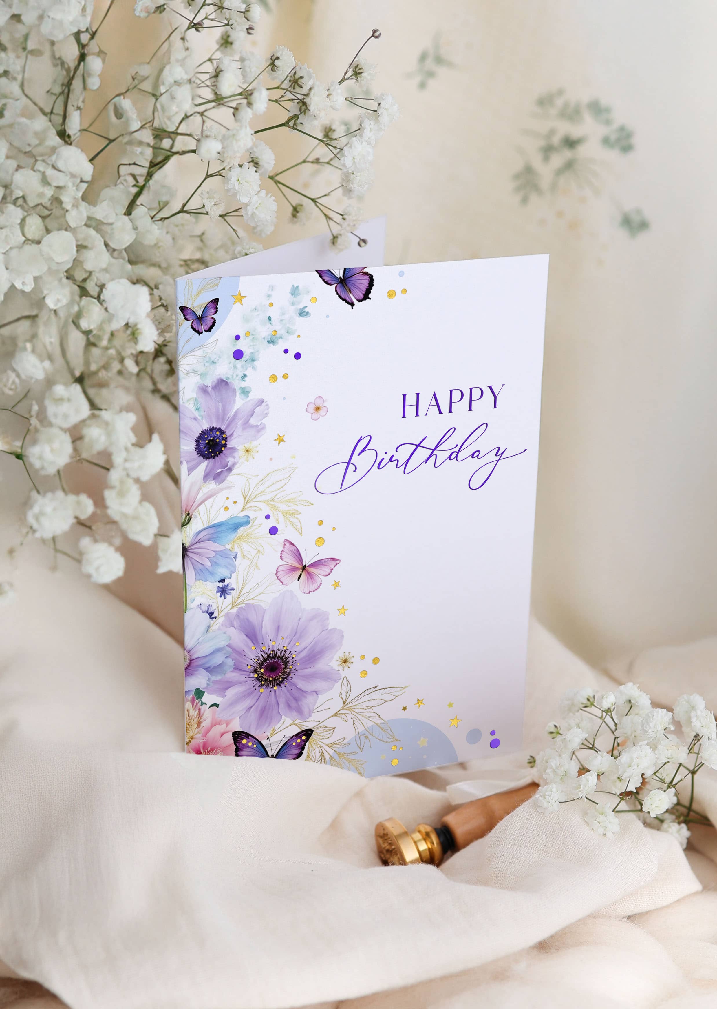 Karte Geburtstag Elegant mit Kuvert und Siegel JoliCoon  