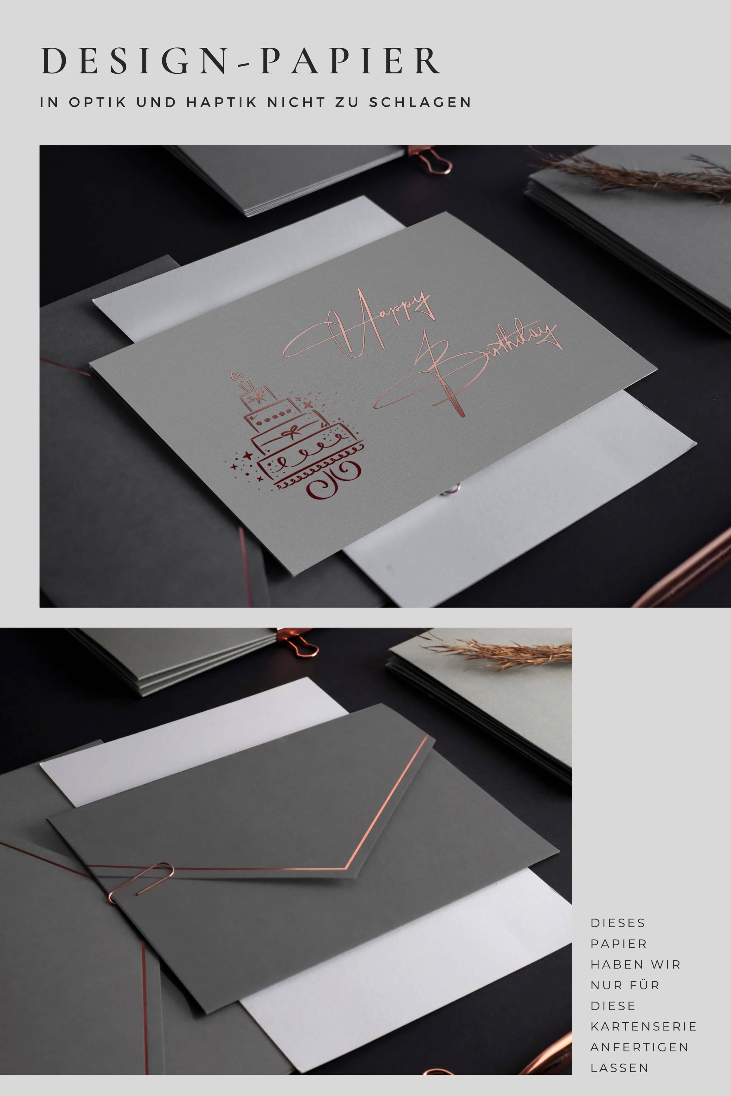 Geburtstagskarte Happy Birthday GREY mit Grafik