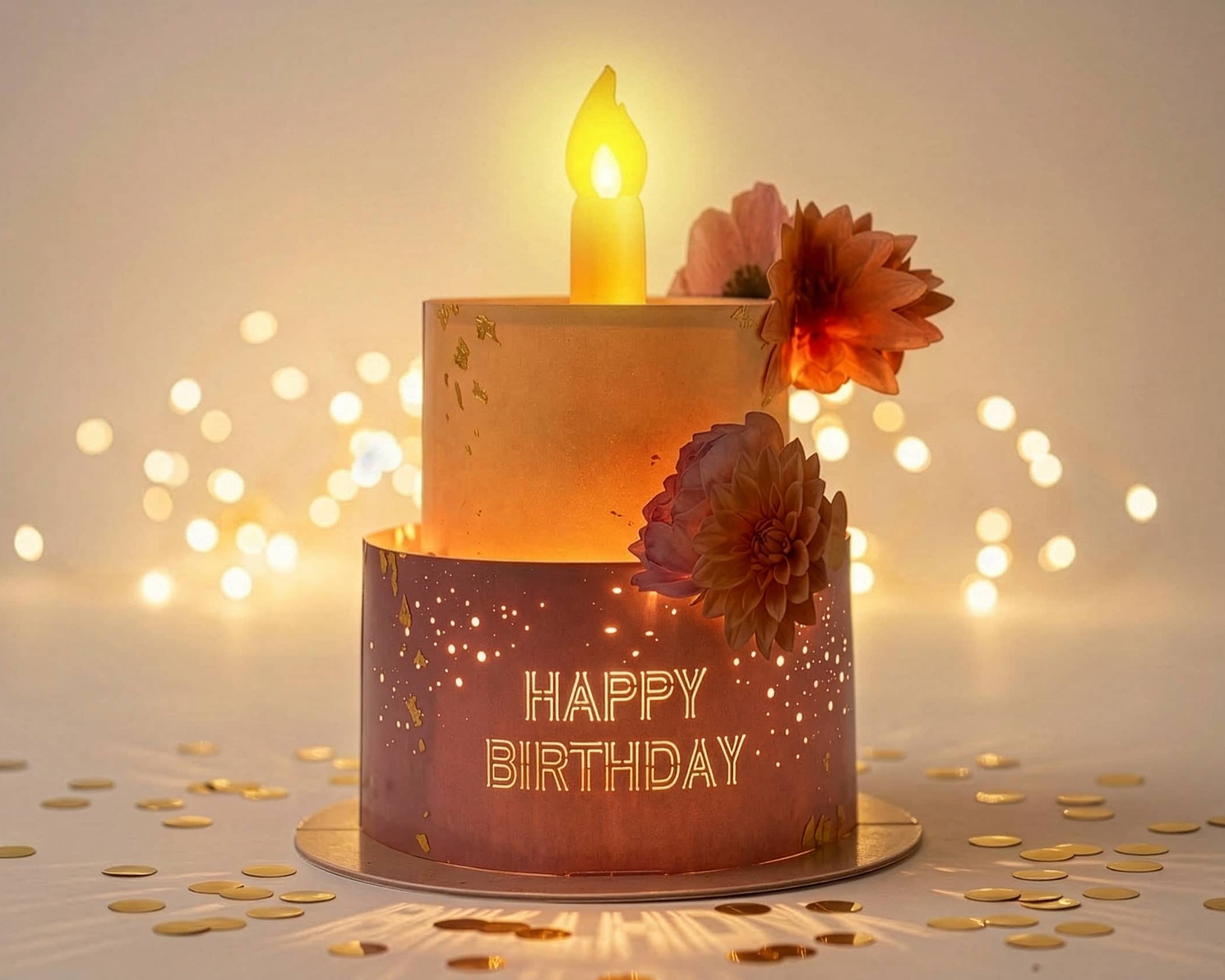 Pop up Geburtstagskarte Frau Torte 3 geschenk mit Musik und Licht JoliCoon