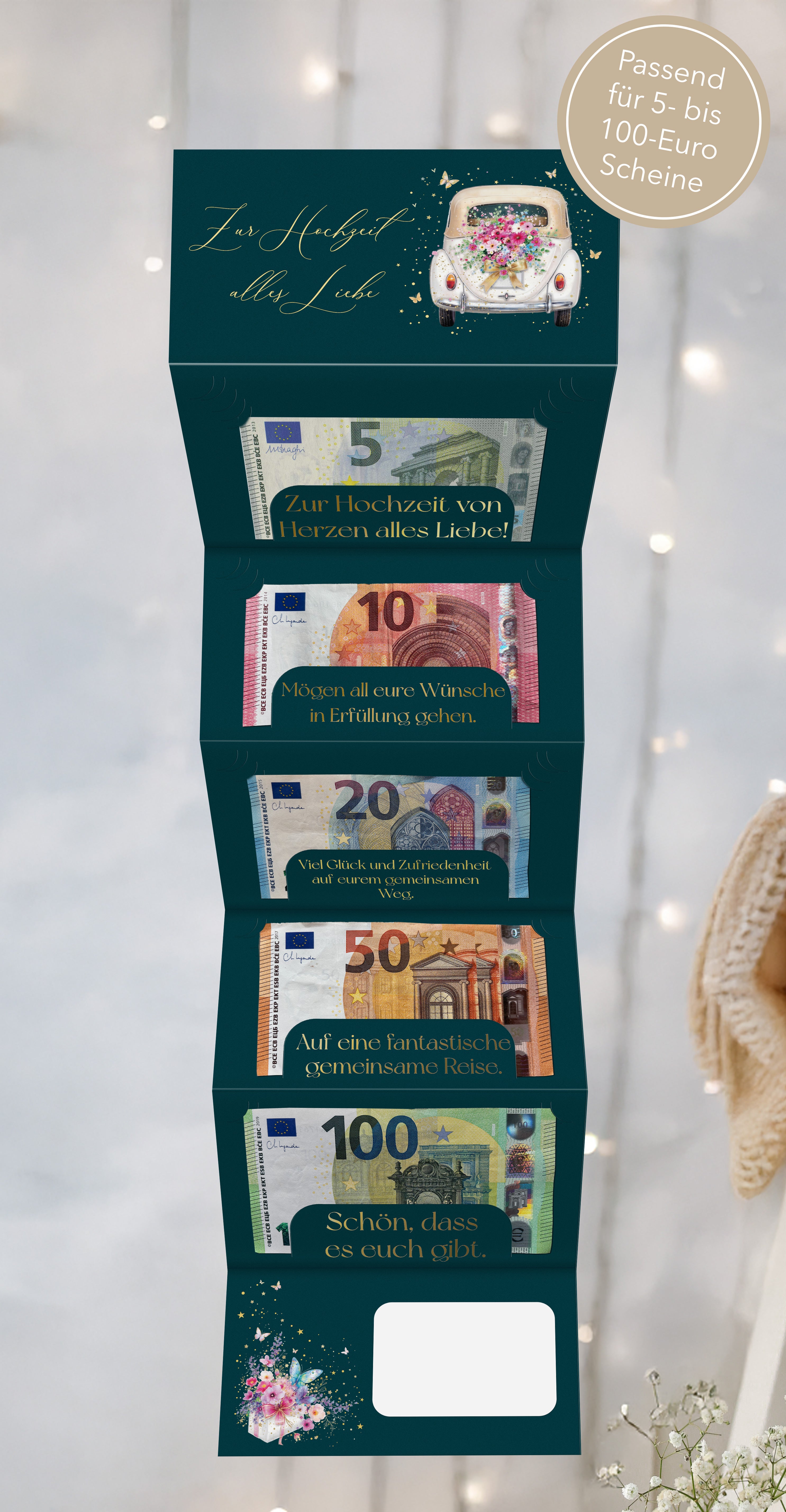 Hochzeitskarte Geldgeschenk - Petrol