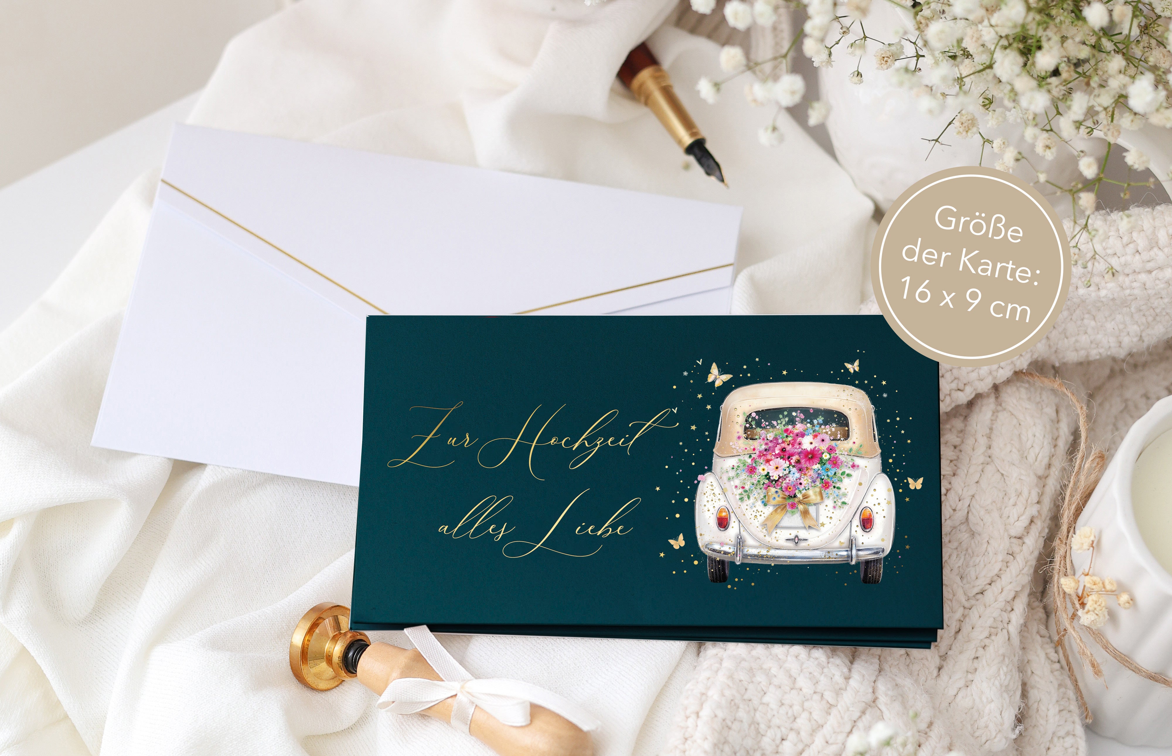 Hochzeitskarte Geldgeschenk - Petrol