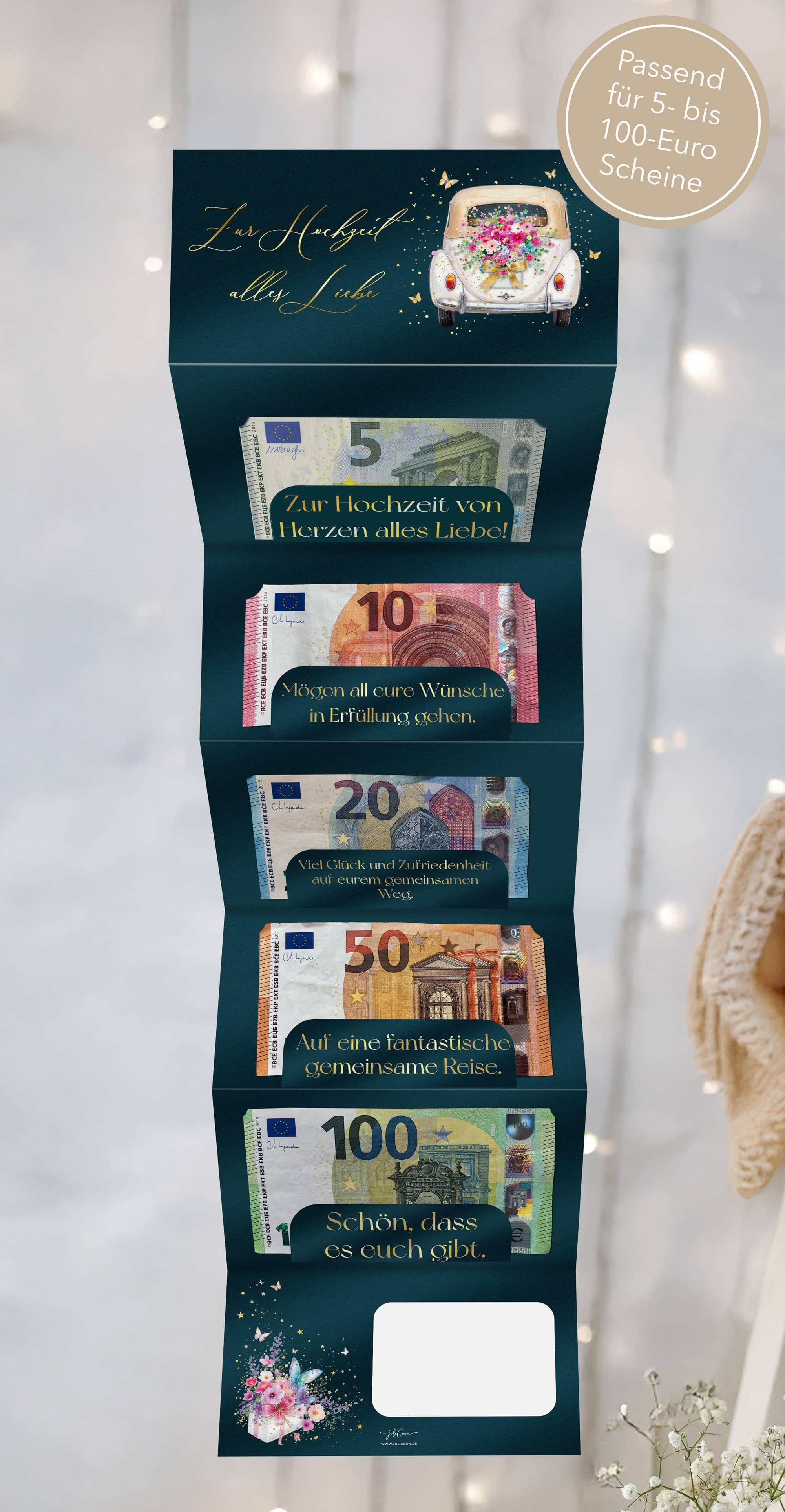 Hochzeitskarte Geldgeschenk - Petrol