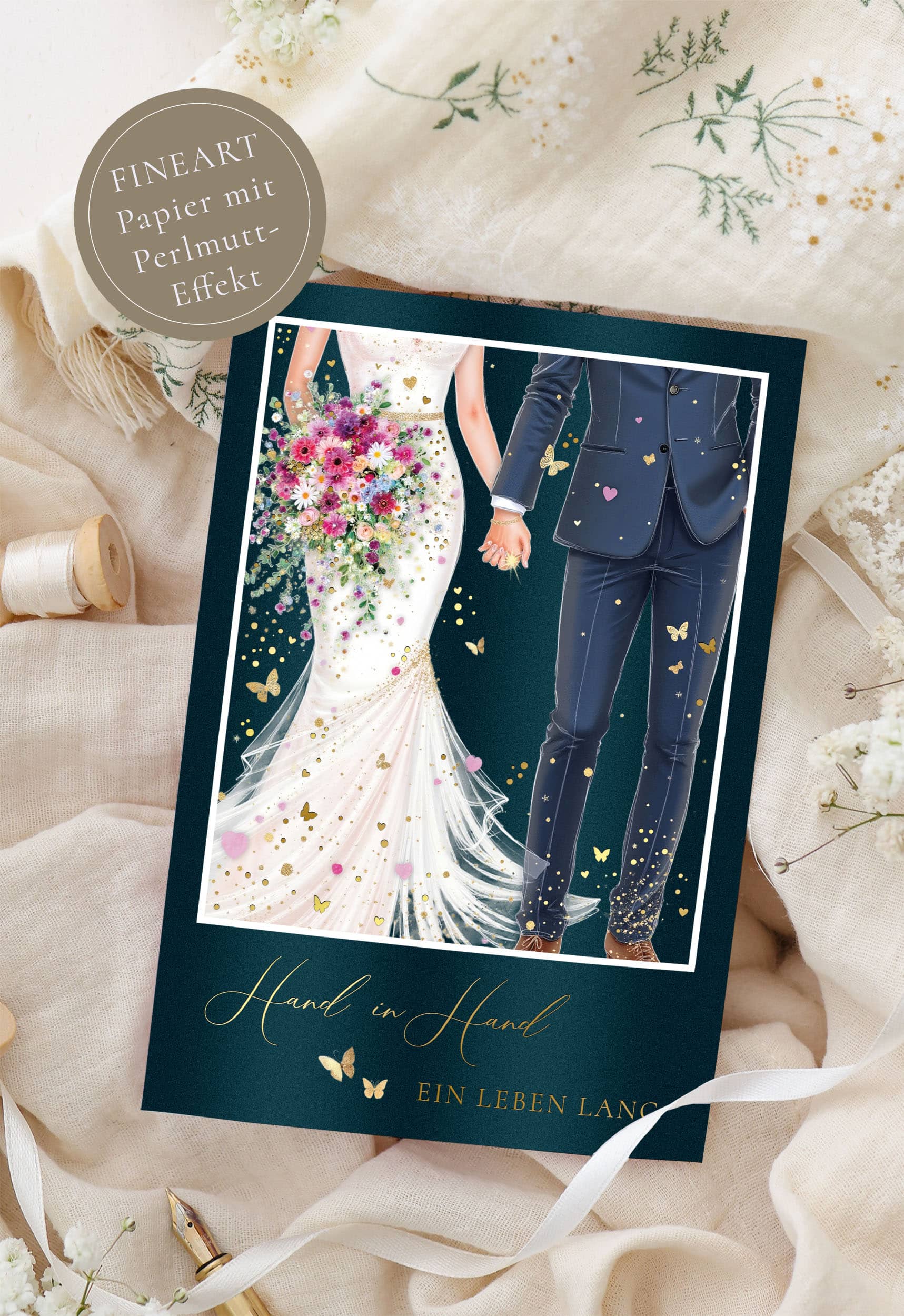 Hochzeitskarte STARDUST Hand in Hand