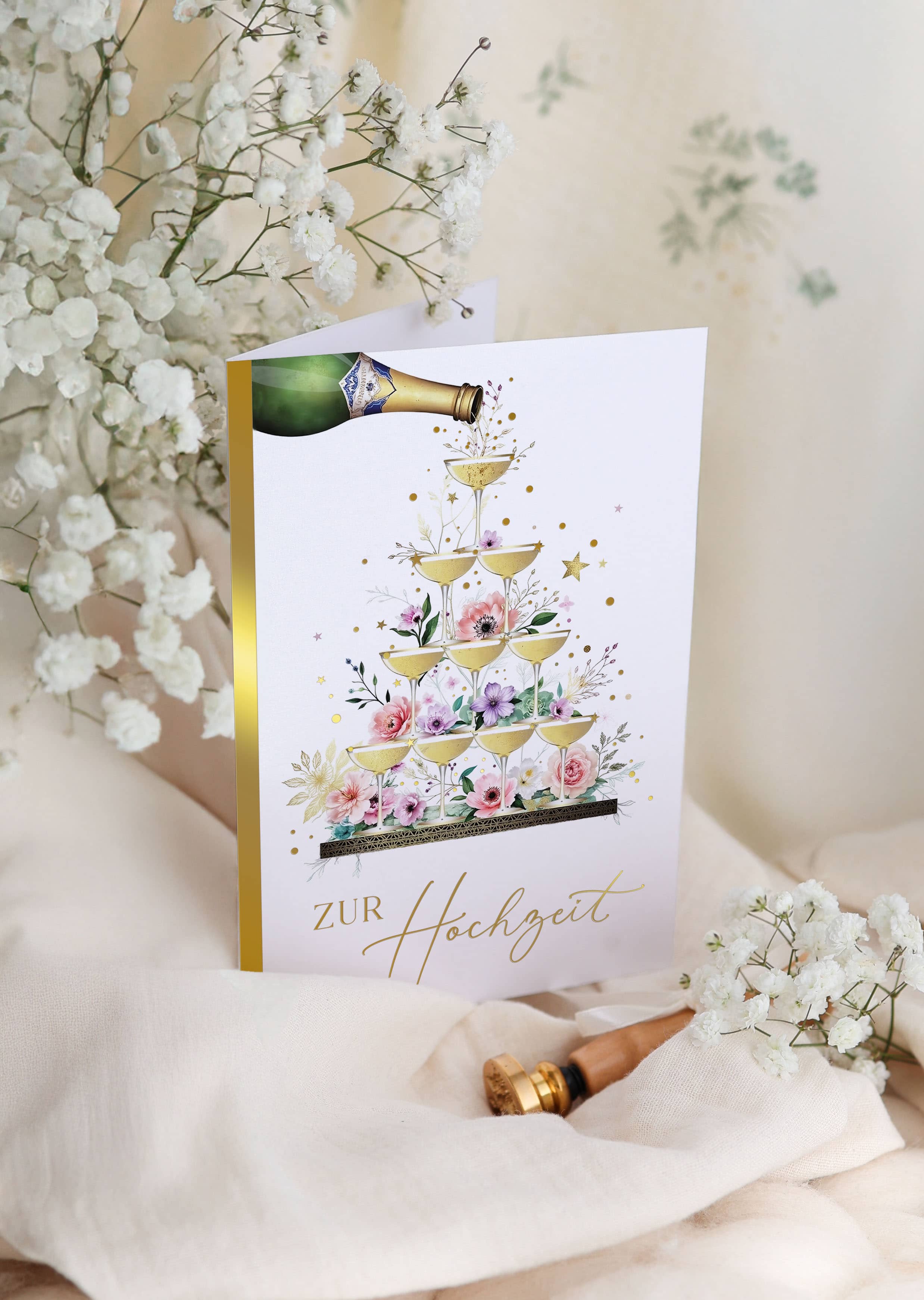 Hochzeitskarte Elegant mit Kuvert und Siegel JoliCoon