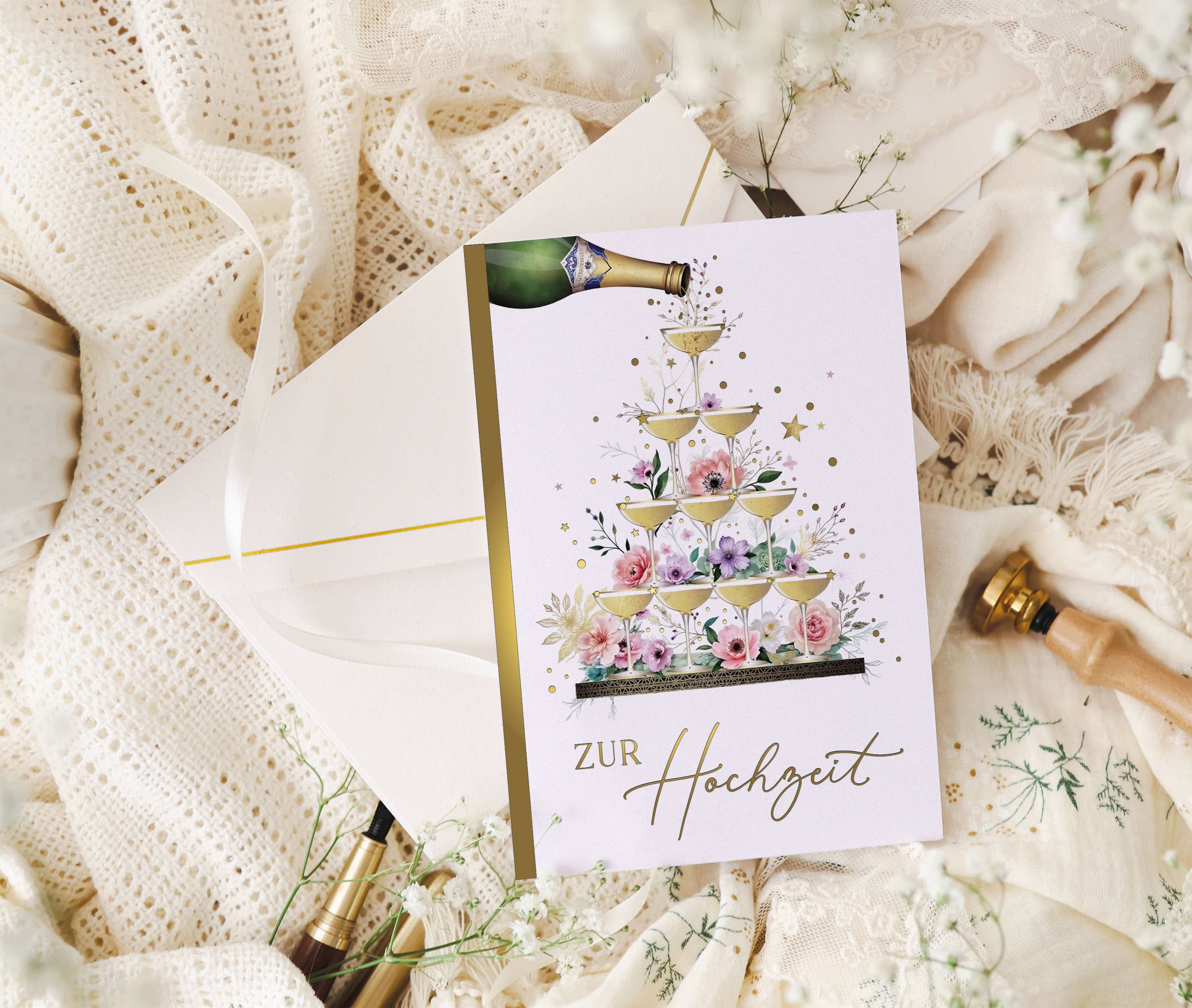 Hochzeitskarte ELEGANT Champagner