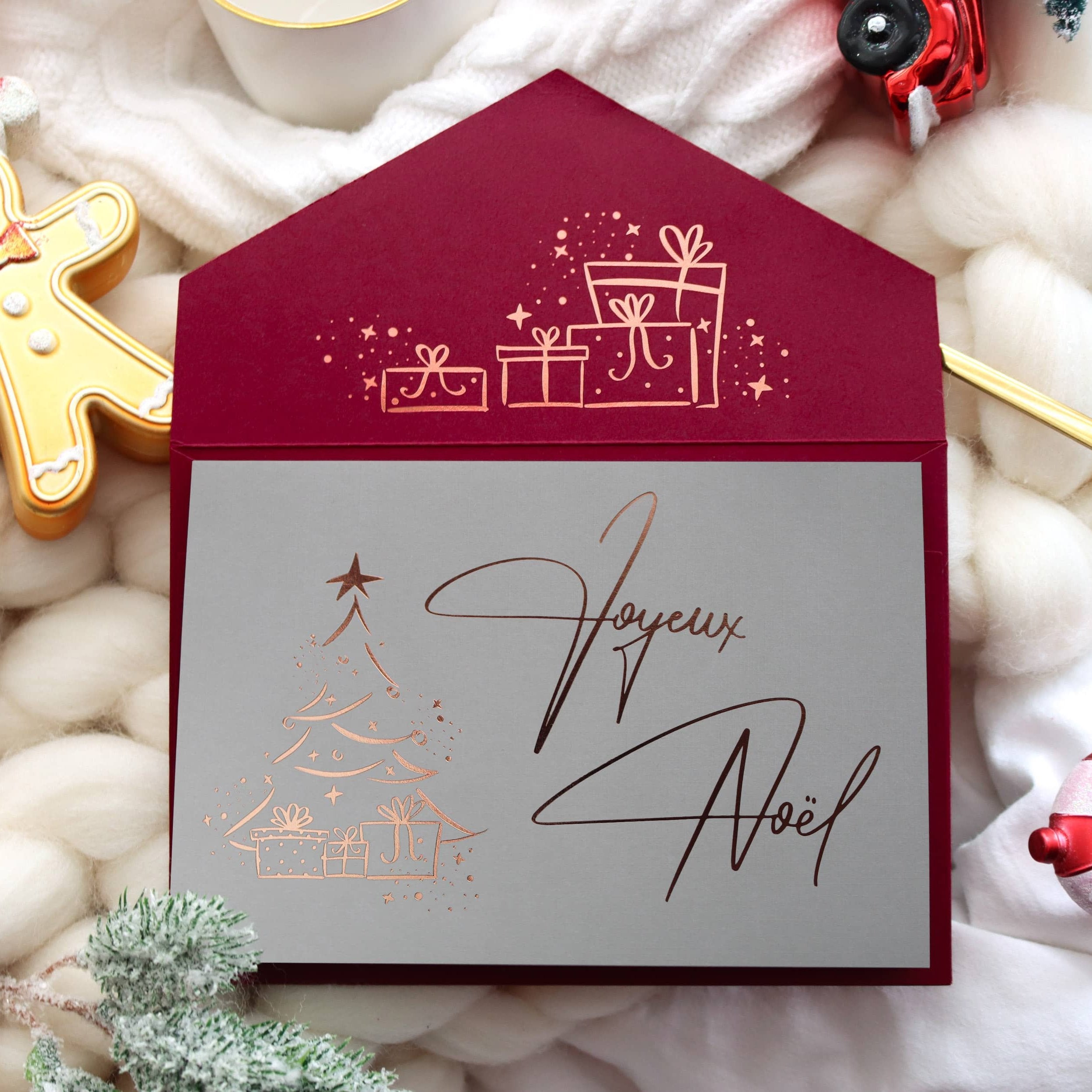 Joyeux Noel carte pliable avec enveloppe et autocollant de sceau JoliCoon
