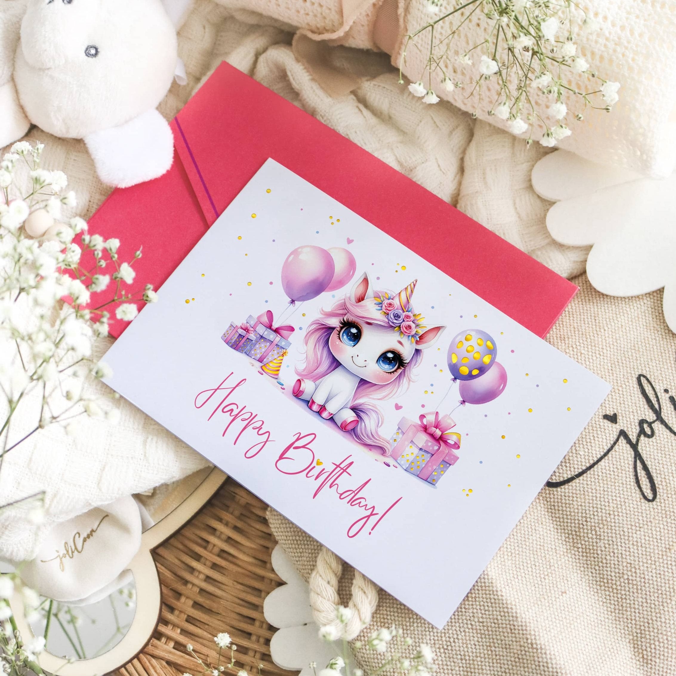 Geburtstagskarte Kinder Mädchen PAINTY Pink