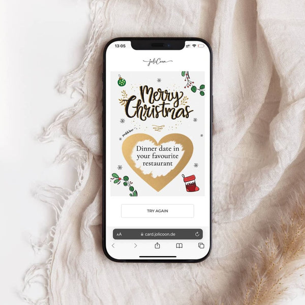 Digital Christmas Card personalisable scratch heart