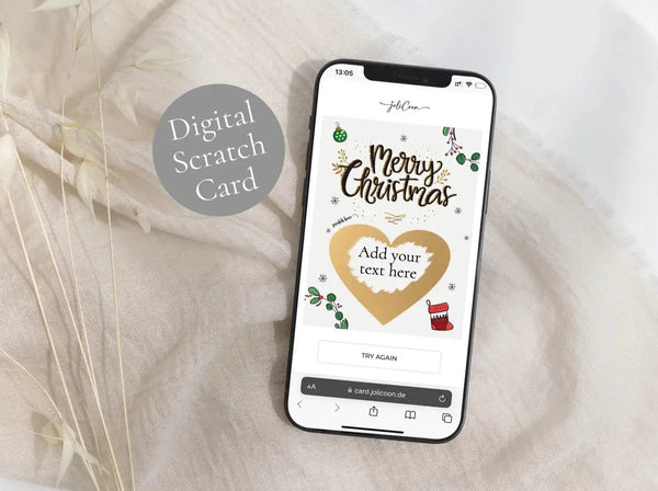Digital Christmas Card personalisable scratch heart - Ecard Merry Christmas