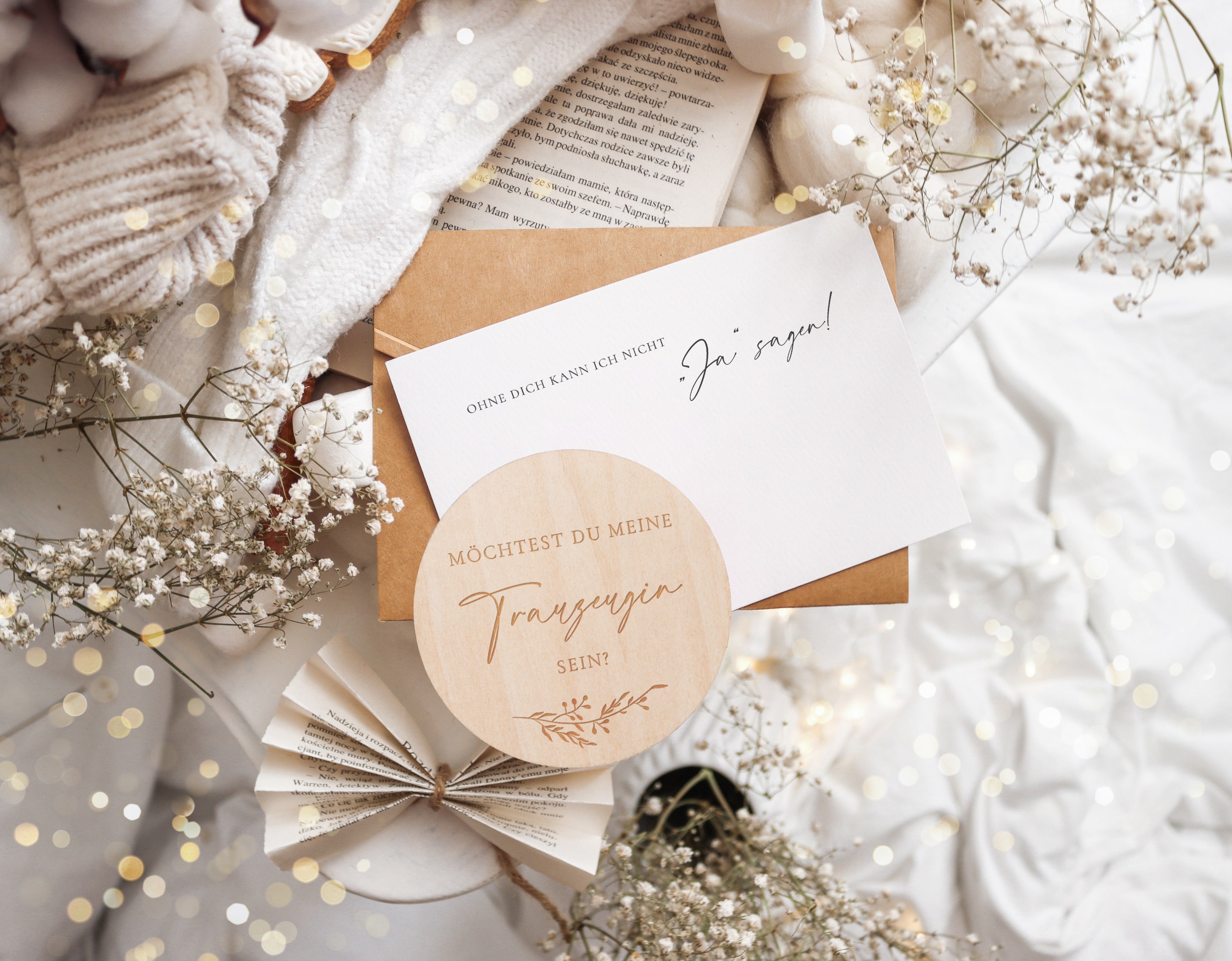 Trauzeugin fragen Holzscheibe mit Kuvert und Siegel Geschenk JoliCoon