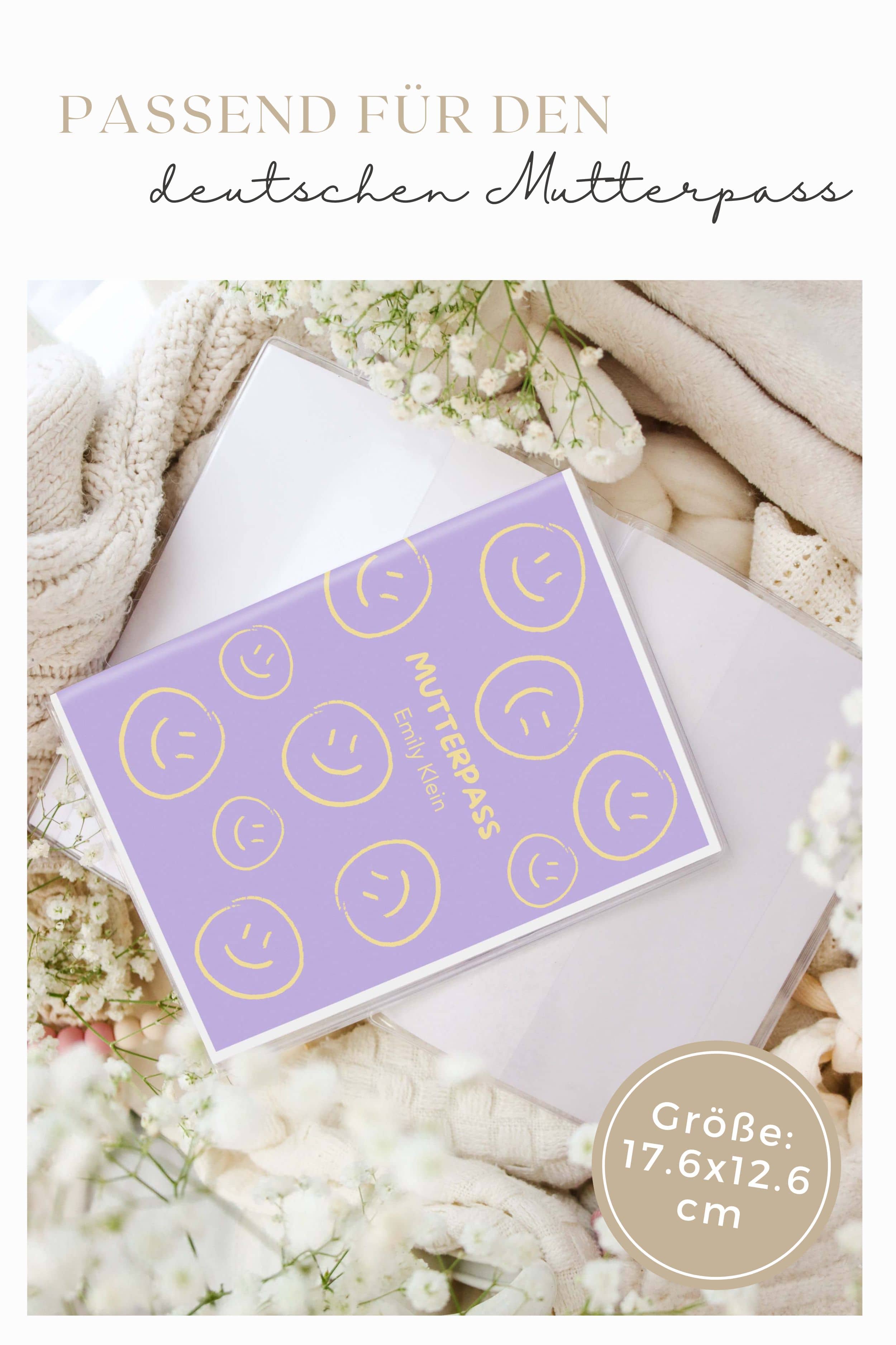 Mutterpasshülle personalisiert Happy Smile Purple