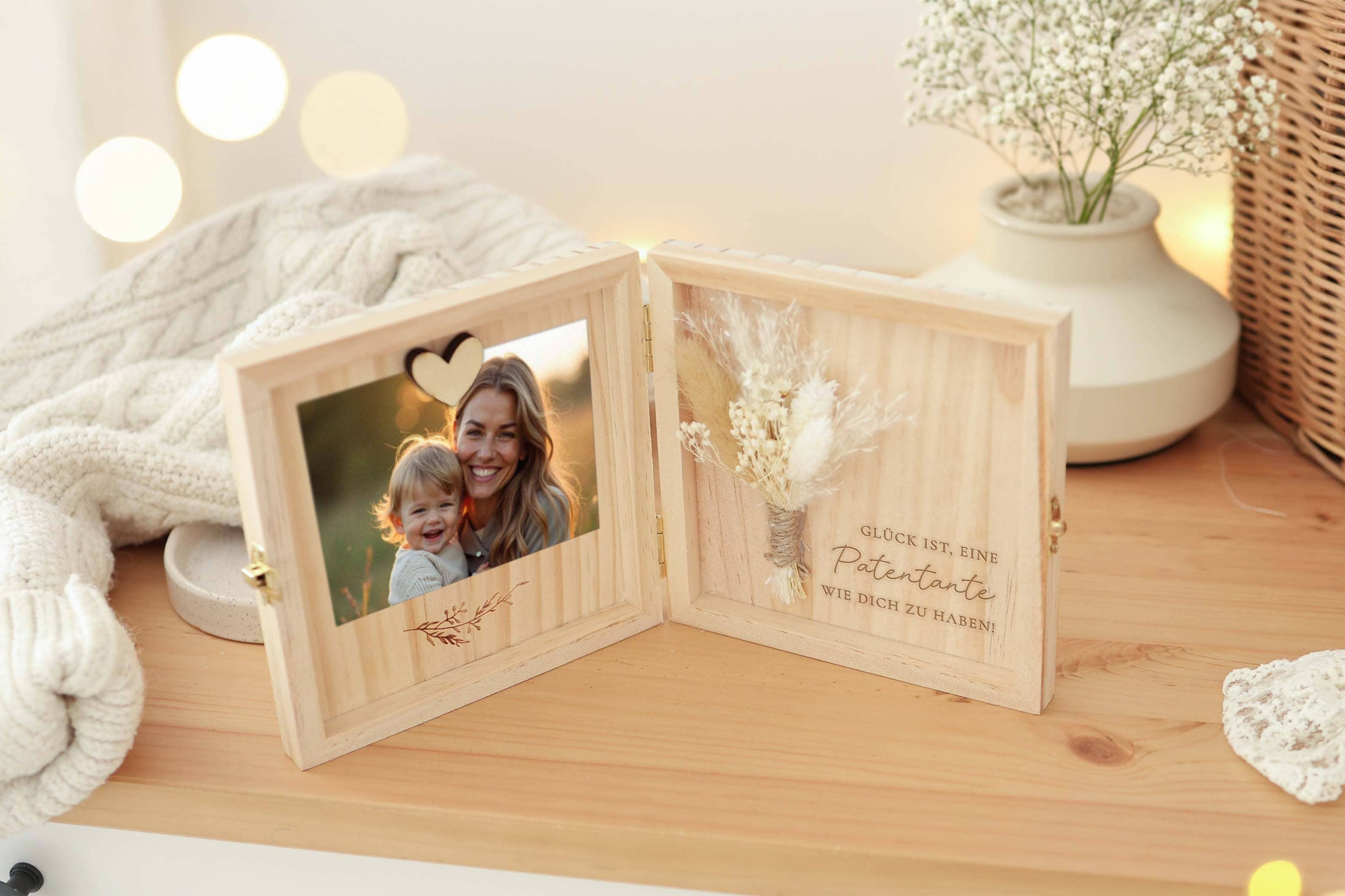 Patentante Geschenk Holzbox Glück ist, eine Patentante wie dich zu haben JoliCoon