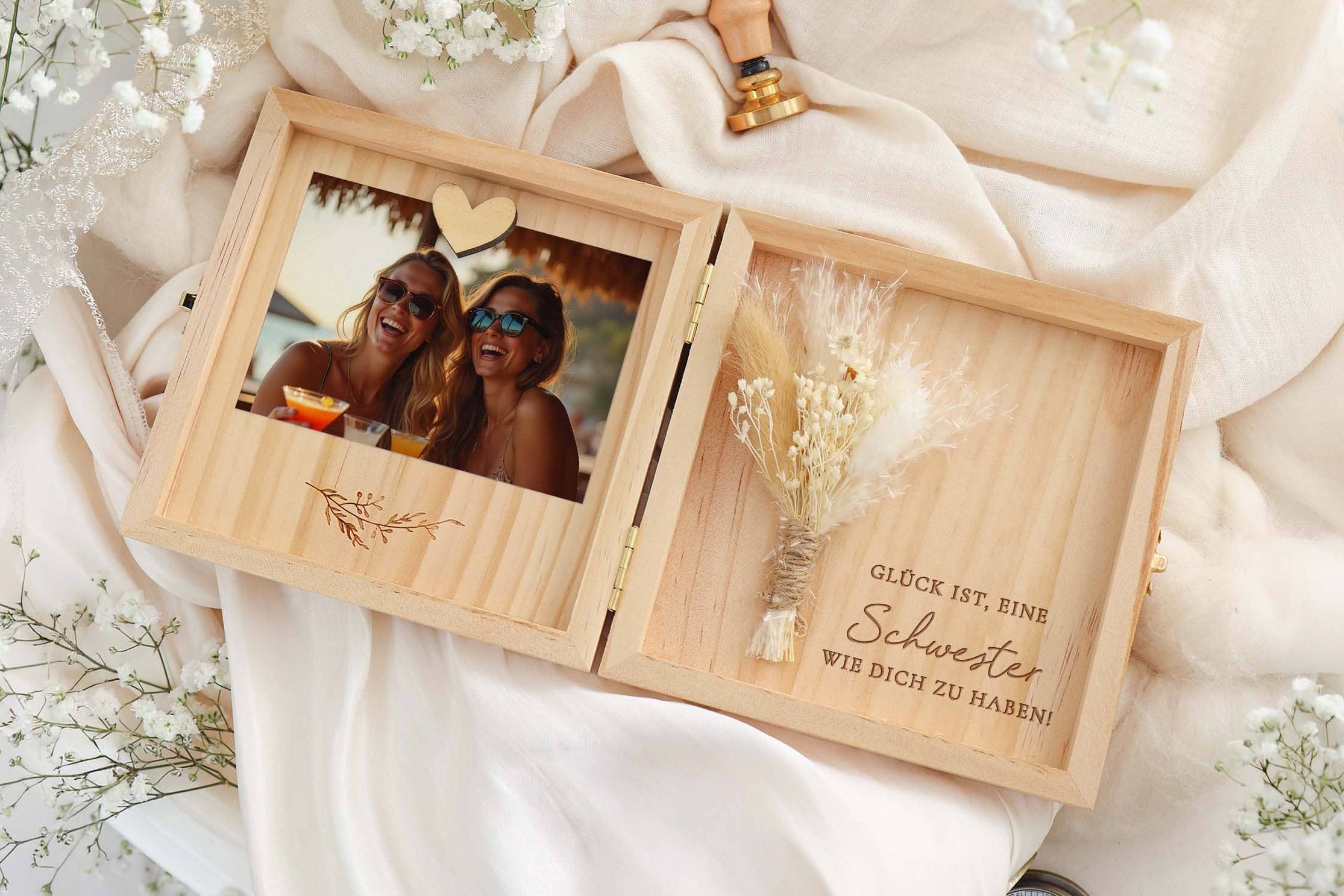 Schwester Geschenk Holzbox Glück ist, eine Schwester wie dich zu haben JoliCoon