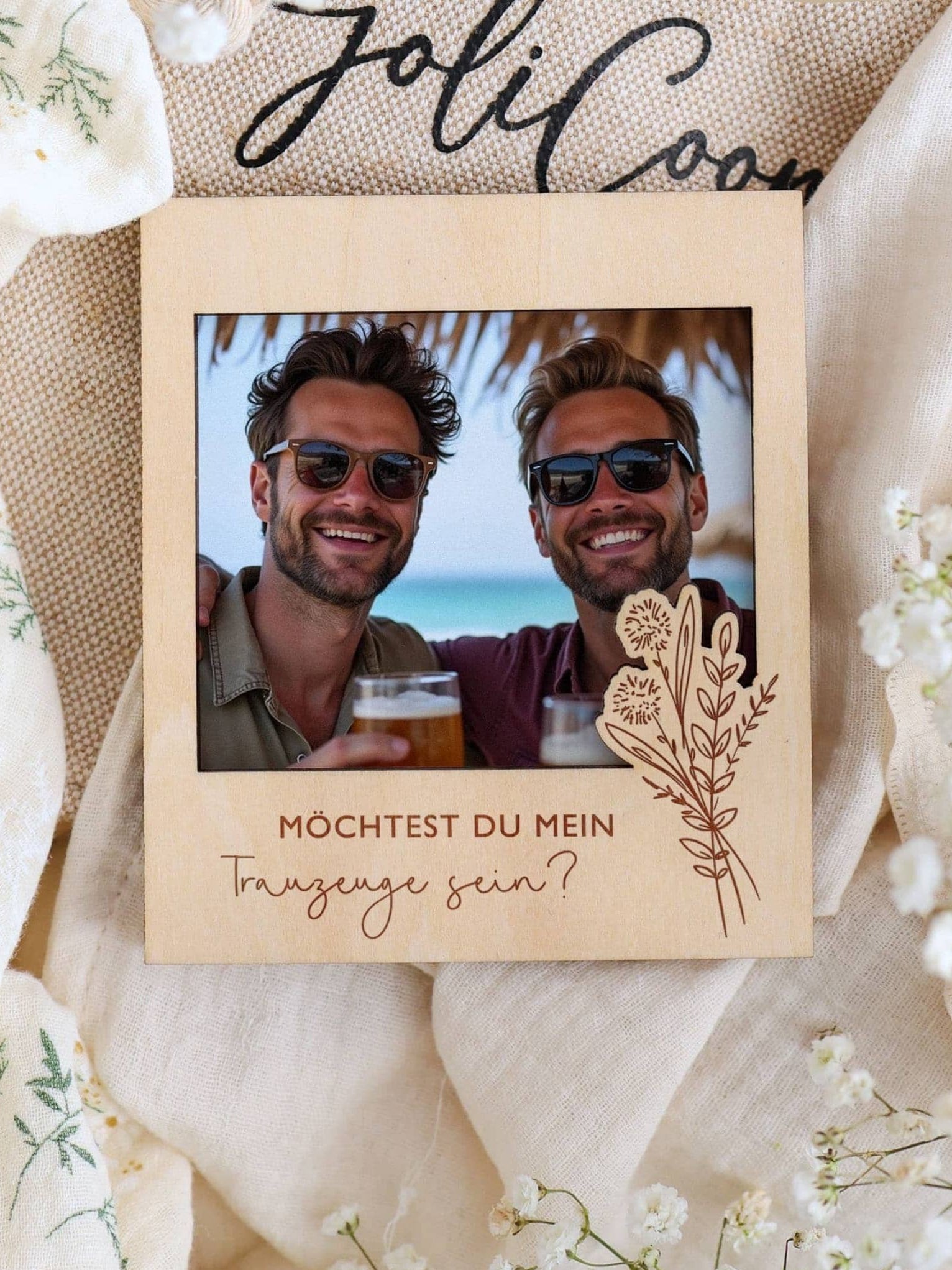 Trauzeuge Bilderrahmen aus Holz Geschenk JoliCoon